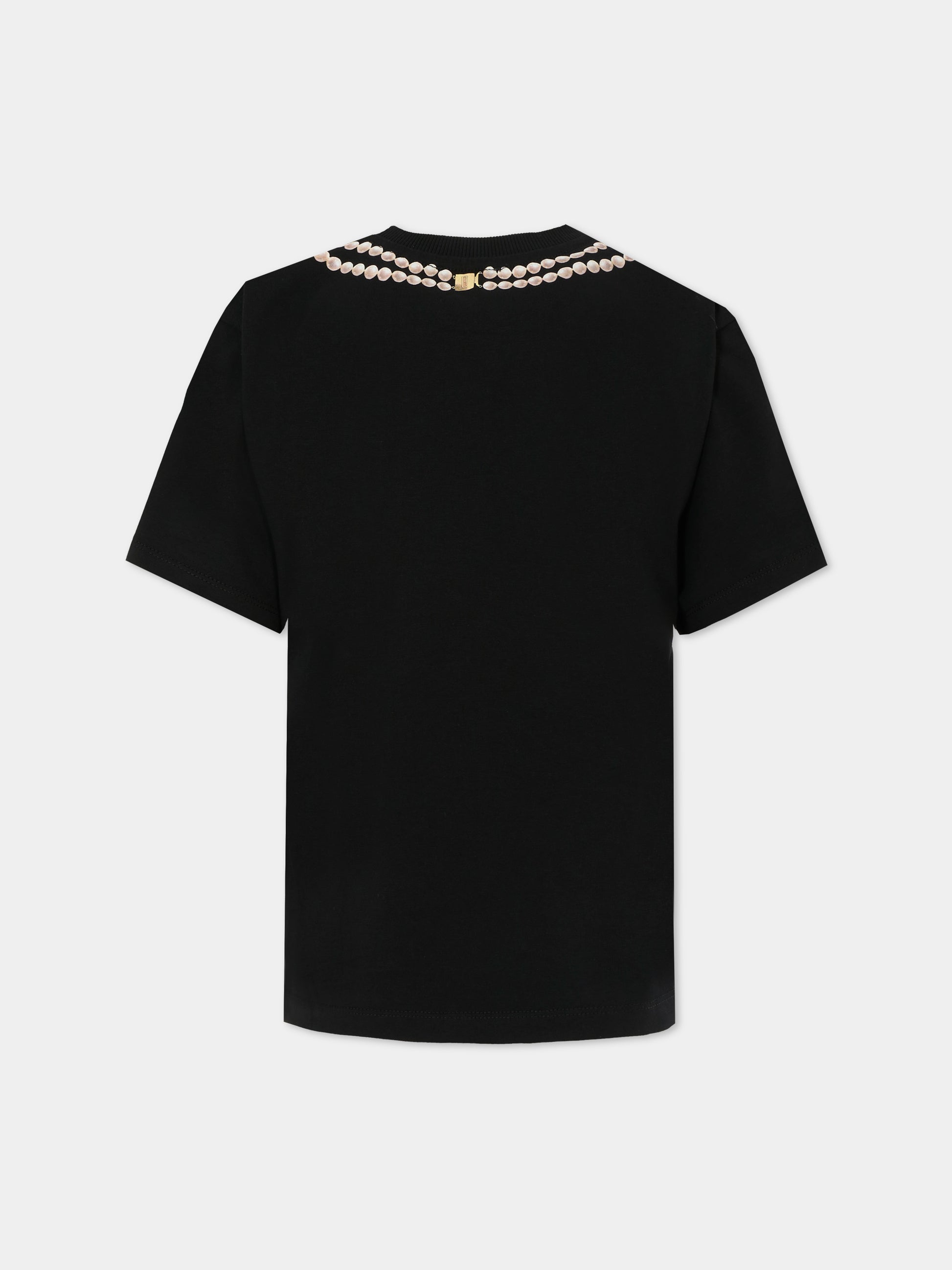 T-shirt bianca per bambina con stampa cornetto italiano,Moschino Kids,HIM060 LAA02 60100