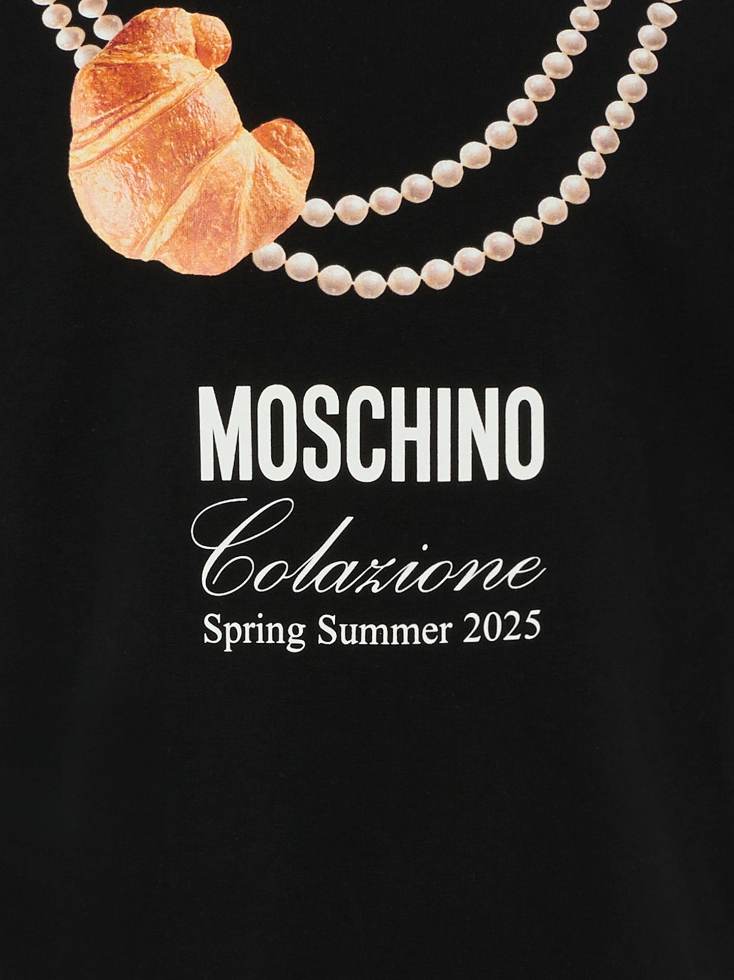 T-shirt bianca per bambina con stampa cornetto italiano,Moschino Kids,HIM060 LAA02 60100