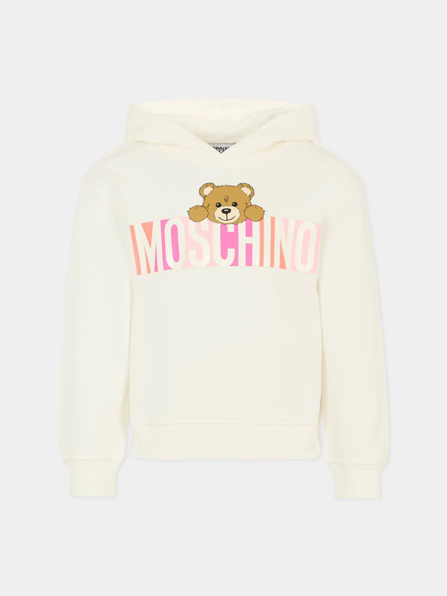 Felpa avorio per bambina con Teddy Bear,Moschino Kids,HPF07K LCA52 10063