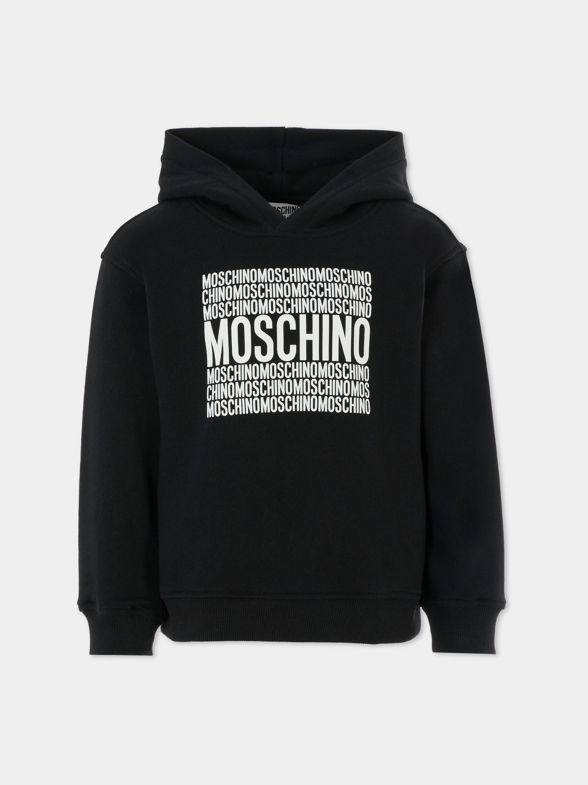 Felpa nera per bambini con logo,Moschino Kids,HUF08T LCA74 60100