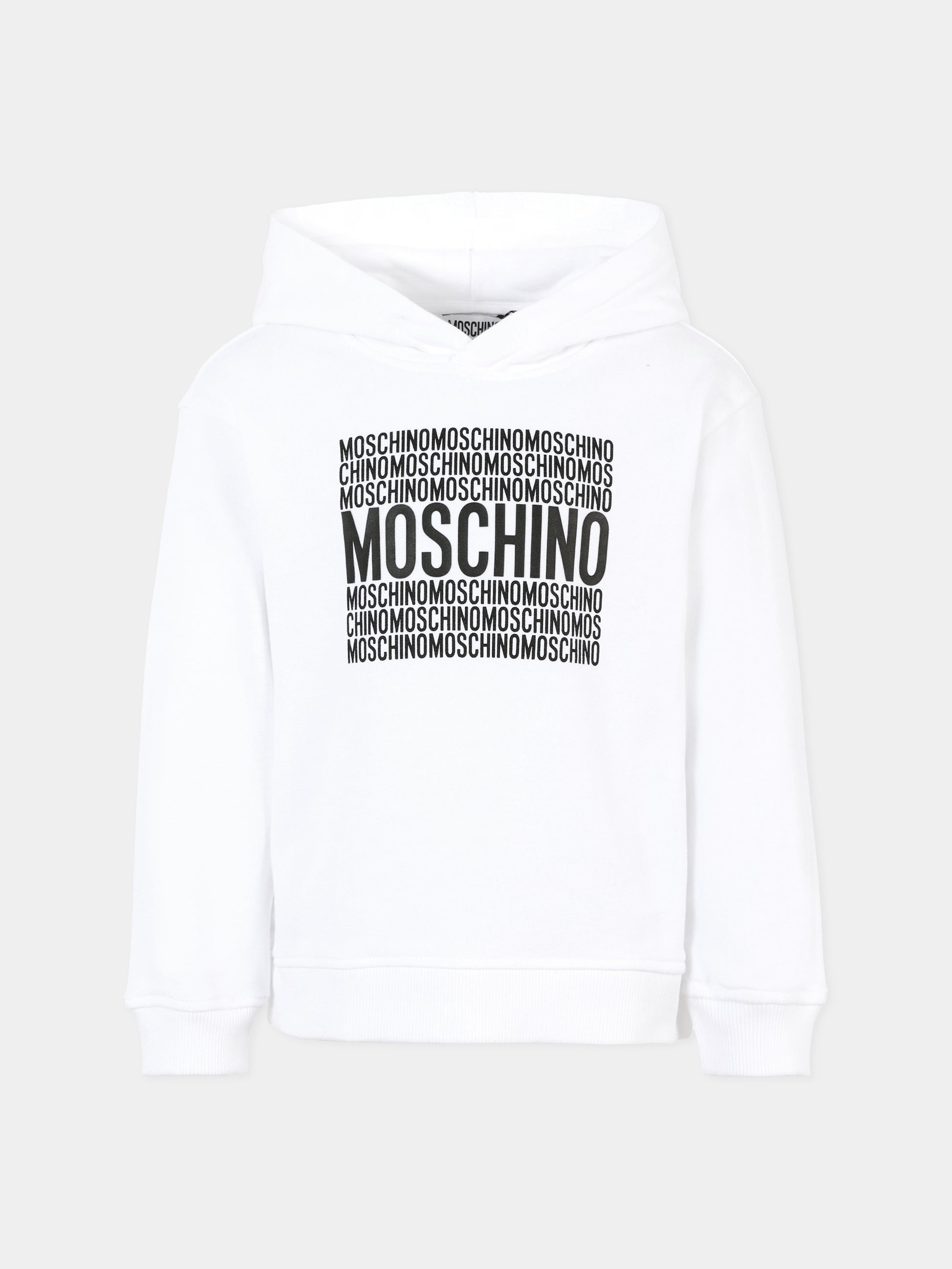 Felpa bianca per bambini con logo,Moschino Kids,HUF08T LCA74 10101