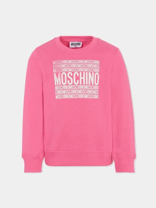 Felpa fucsia per bambina con logo,Moschino Kids,HUF08Z LCA74 50533
