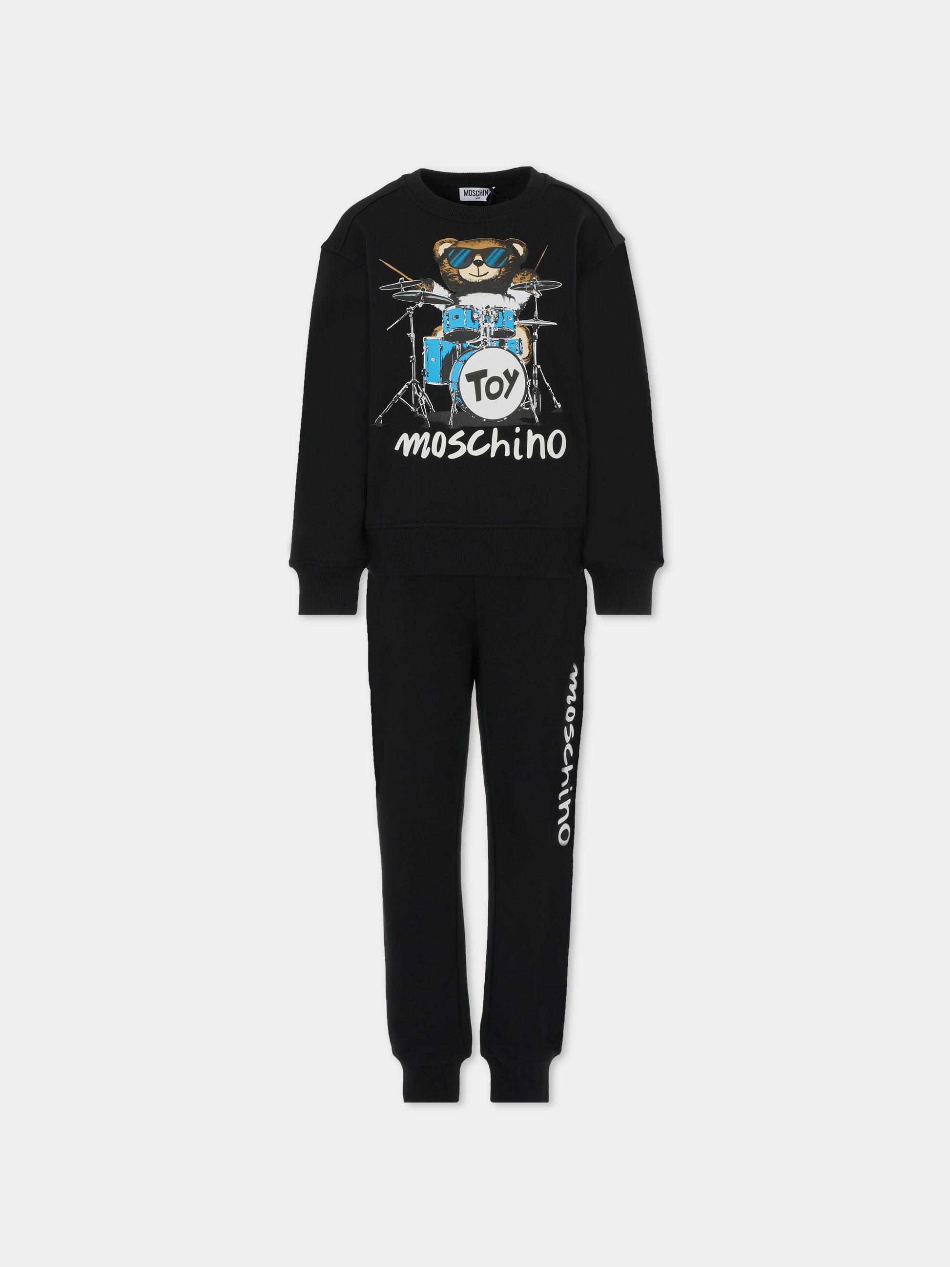 Completo nero per bambino con Teddy Bear e batteria,Moschino Kids,HUK047 LCA32 60100