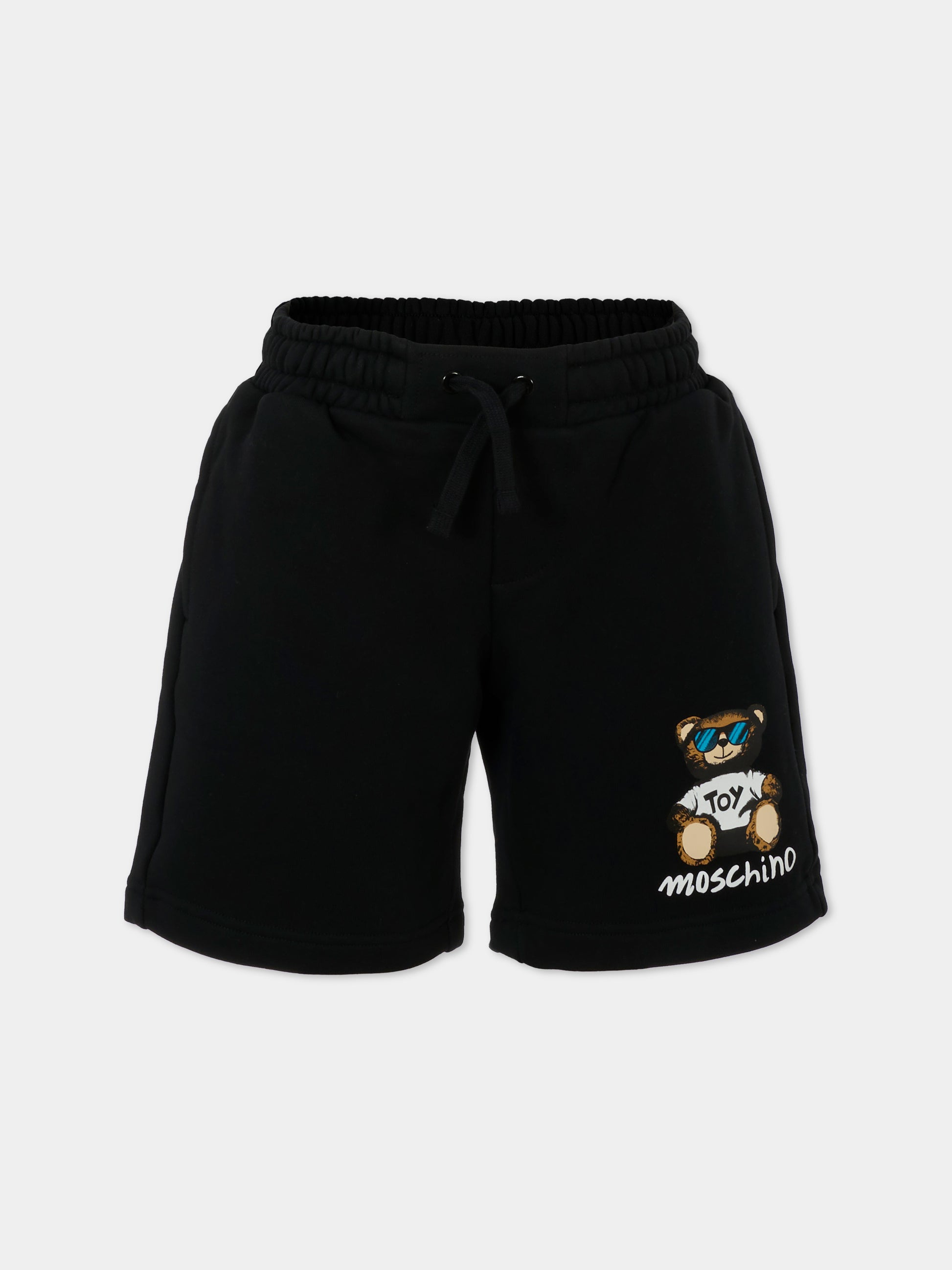 Shorts neri per bambino con Teddy Bear,Moschino Kids,HUQ02E LCA32 60100