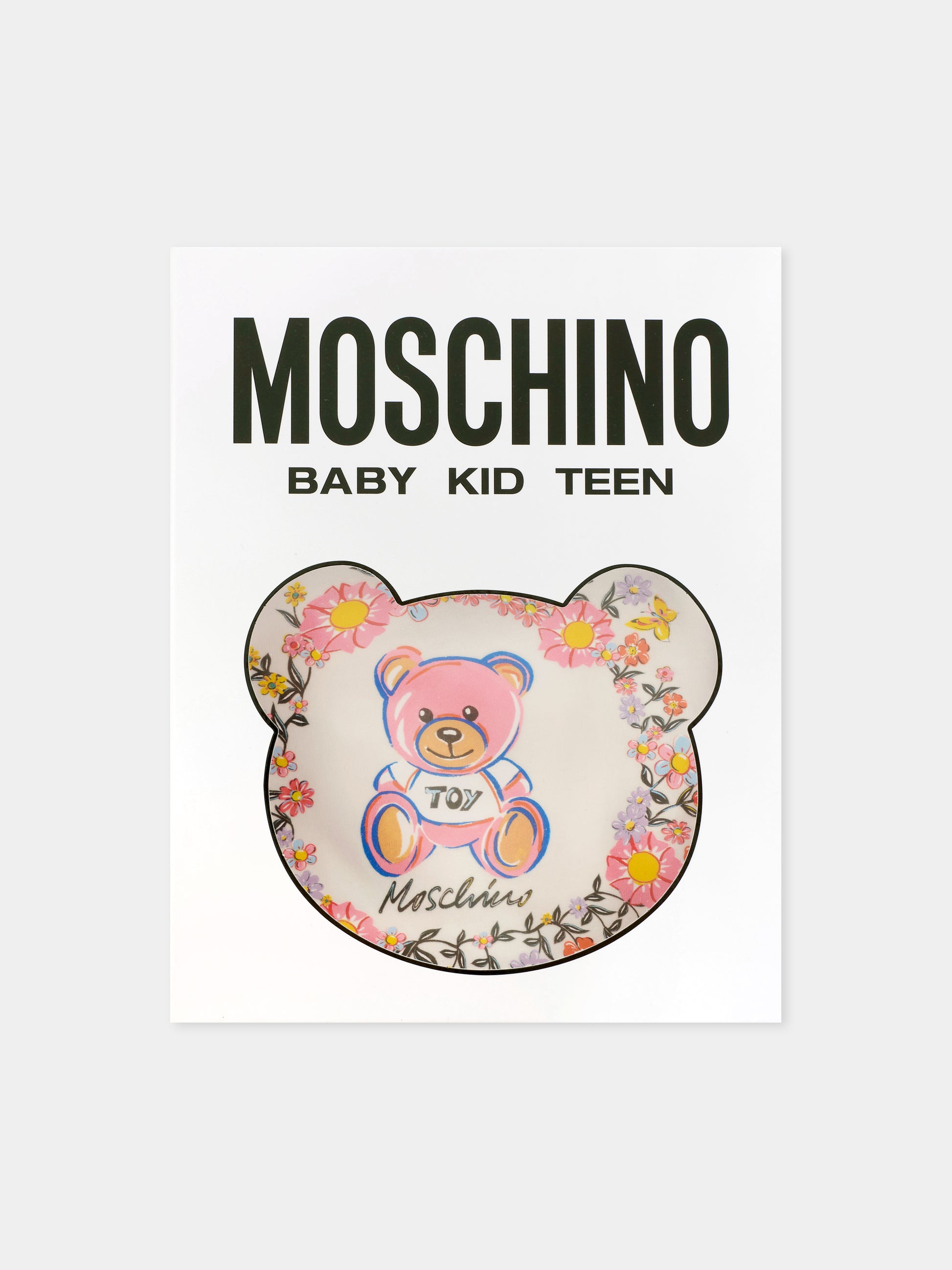 Pagliaccetto avorio per neonata con Teddy Bear e fiori,Moschino Kids,MDY017 LBA00 10063