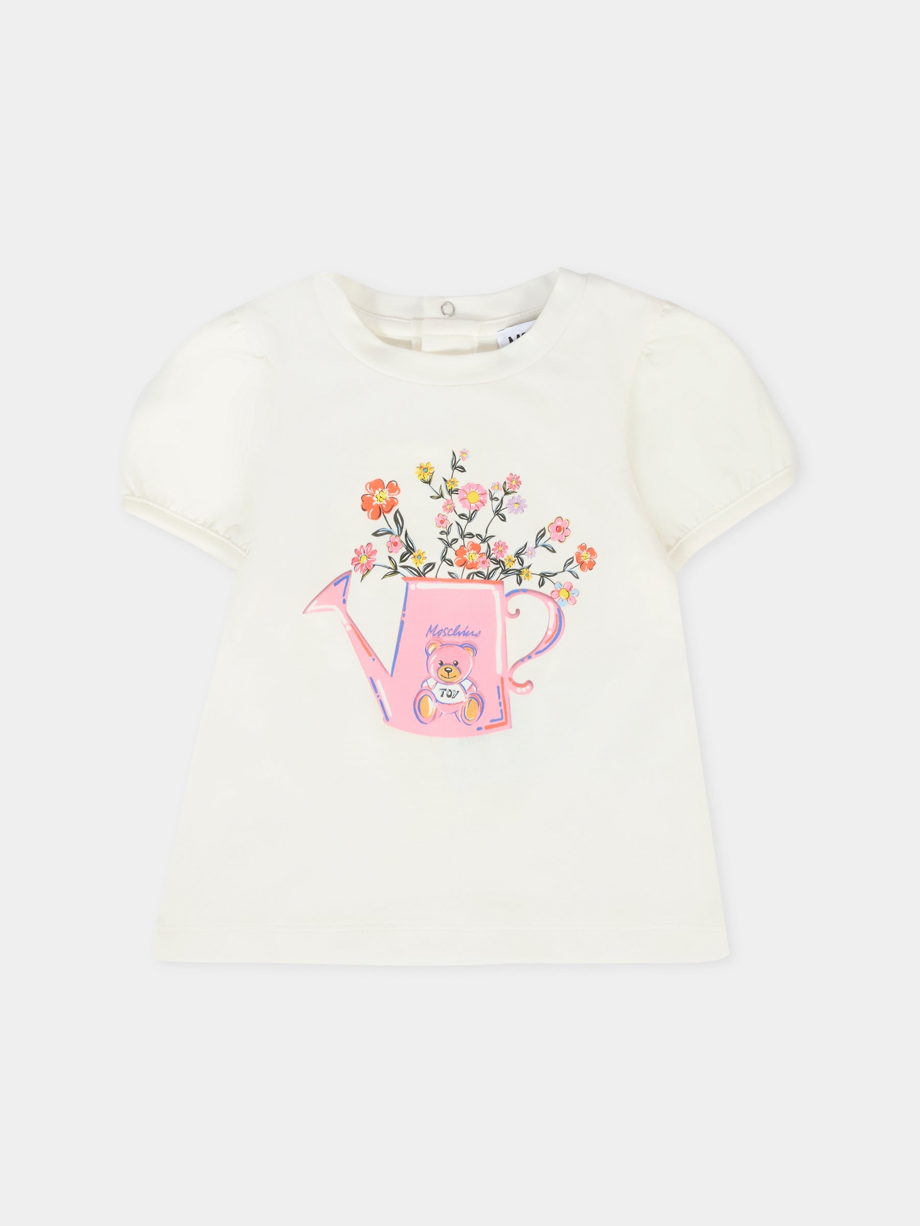 T-shirt avorio per neonata con Teddy Bear,Moschino Kids,MIM02B LBA10 10063