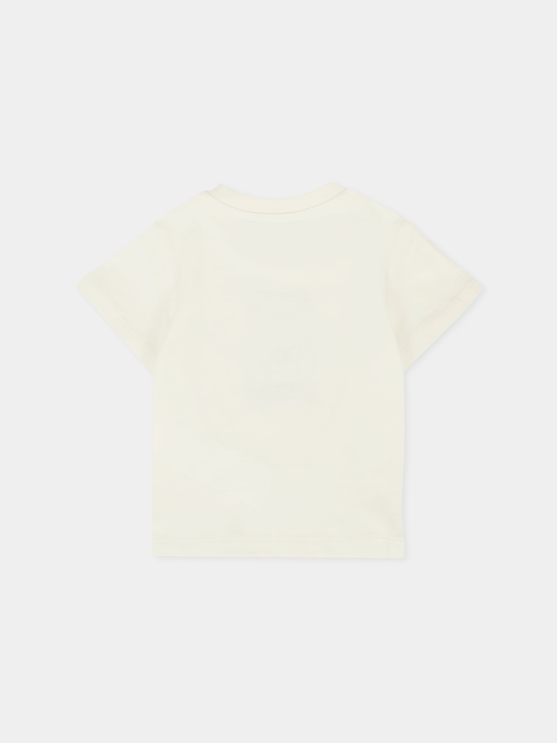 T-shirt avorio per neonati con Teddy Bear ricamato,Moschino Kids,MPM047 LAA23 10063