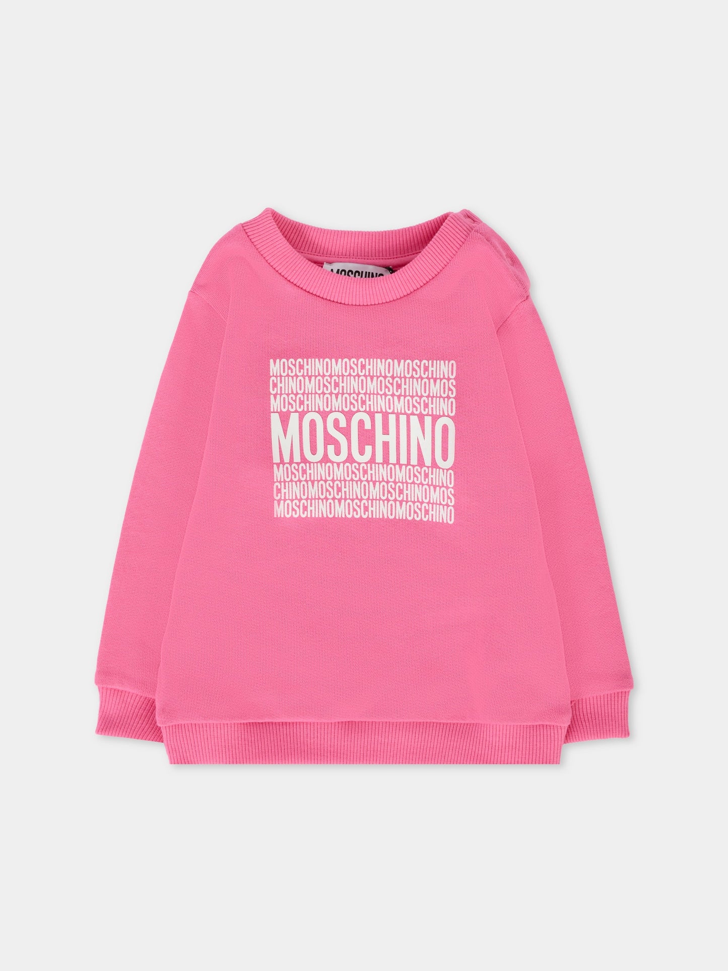 Felpa fucsia per neonata con logo,Moschino Kids,MUF05U LCA74 50533