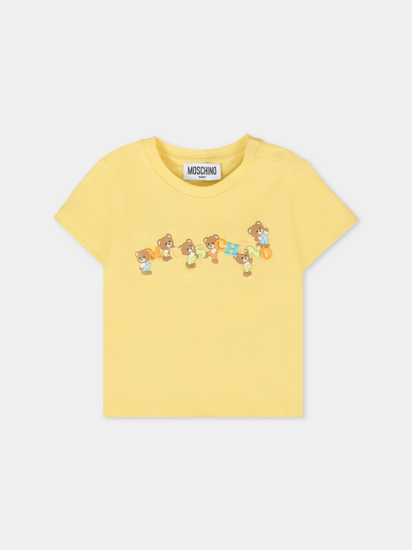 T-shirt gialla per neonati con Teddy Bear e logo,Moschino Kids,MUM047 LAA02 51082