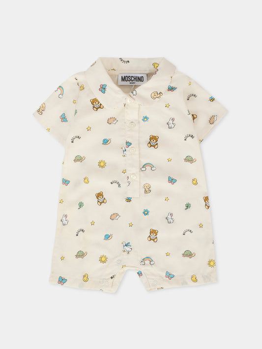Pagliaccetto avorio per neonato con Teddy Bear e disegni,Moschino Kids,MUY07J LZB14 83449