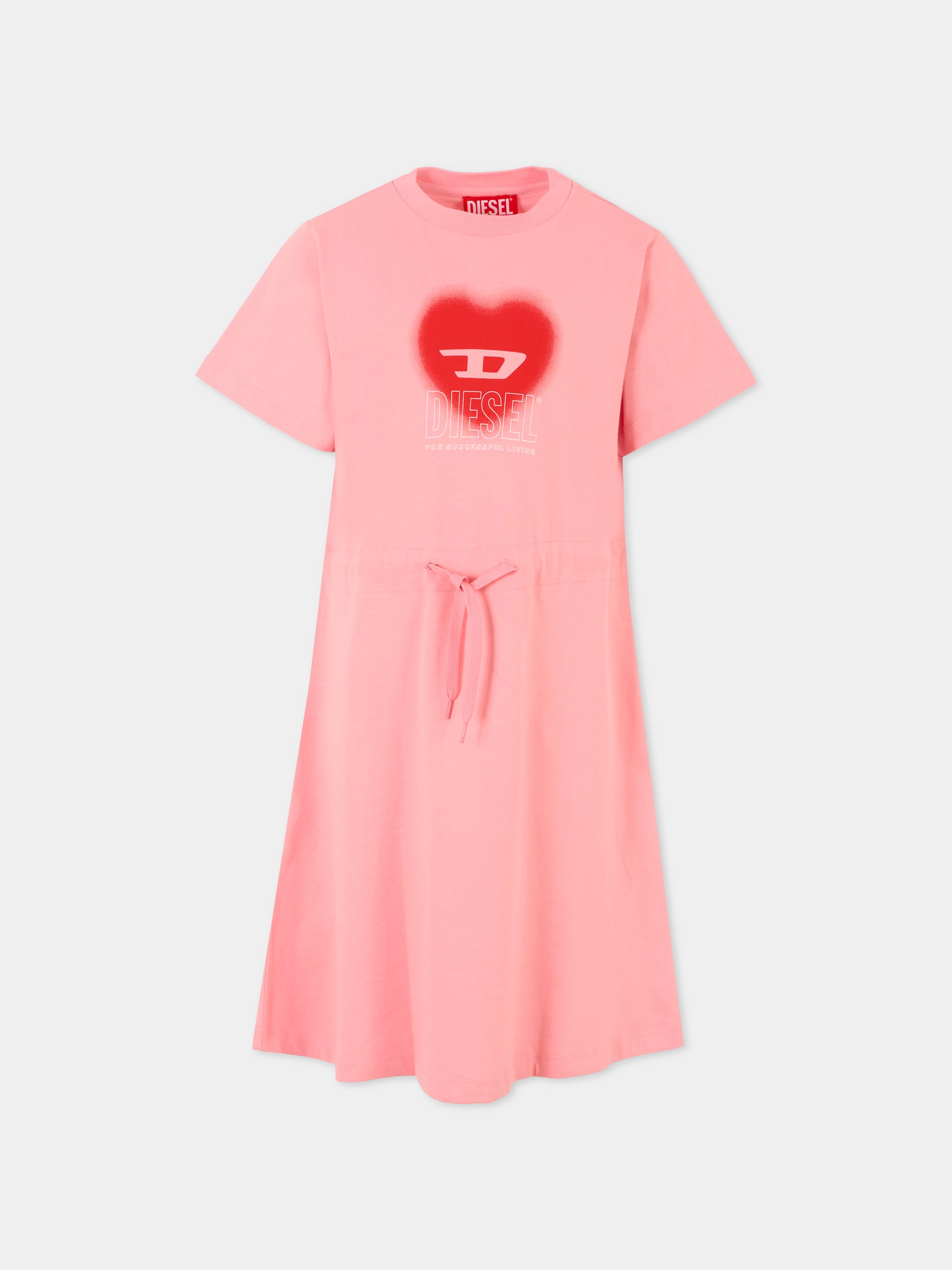 Vestito rosa per bambina con cuore,Diesel,J02232 0CATM K310