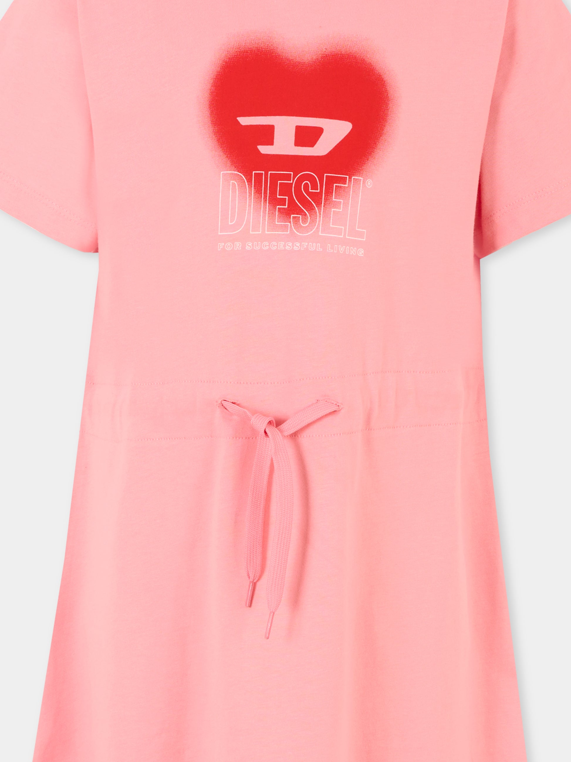 Vestito rosa per bambina con cuore,Diesel,J02232 0CATM K310