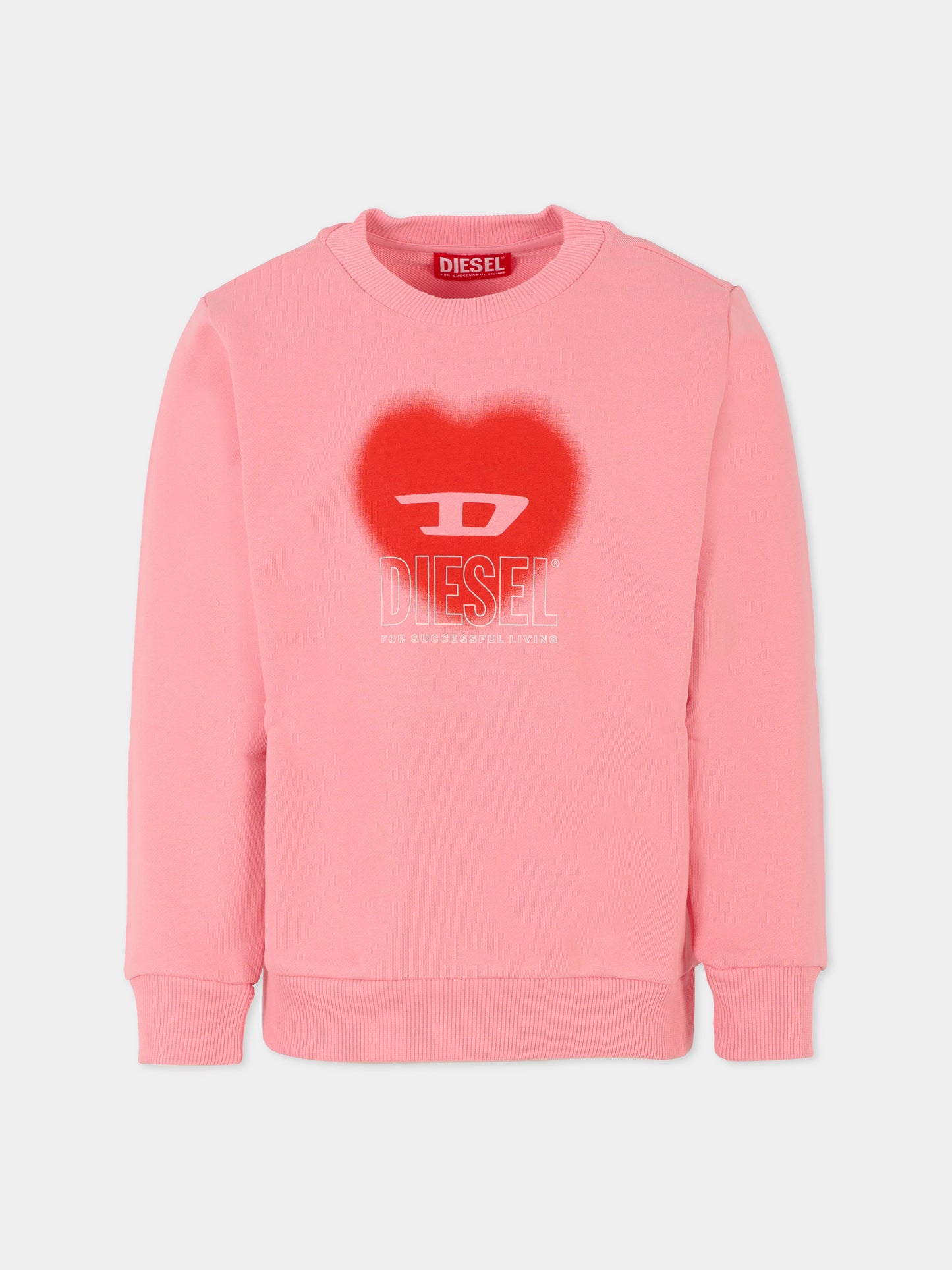 Felpa rosa per bambina con cuore,Diesel,J02230 0JFAV K310