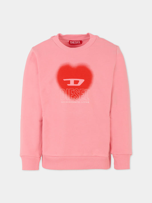 Felpa rosa per bambina con cuore,Diesel,J02230 0JFAV K310