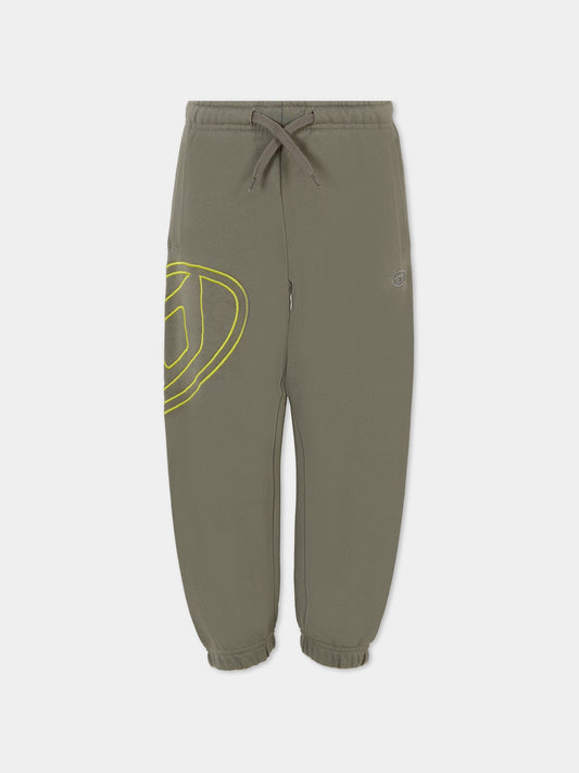Pantaloni grigi per bambino con logo ricamato,Diesel,J02272 0GYCJ K934