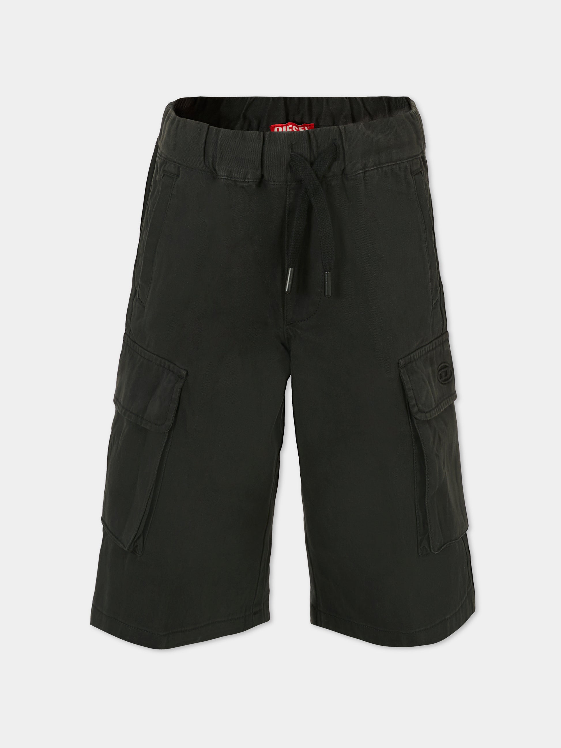 Shorts neri per bambino con logo,Diesel,J02221 KXBJ1 K900