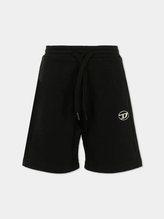Shorts neri per bambino con logo,Diesel,J02239 KYAVF K900