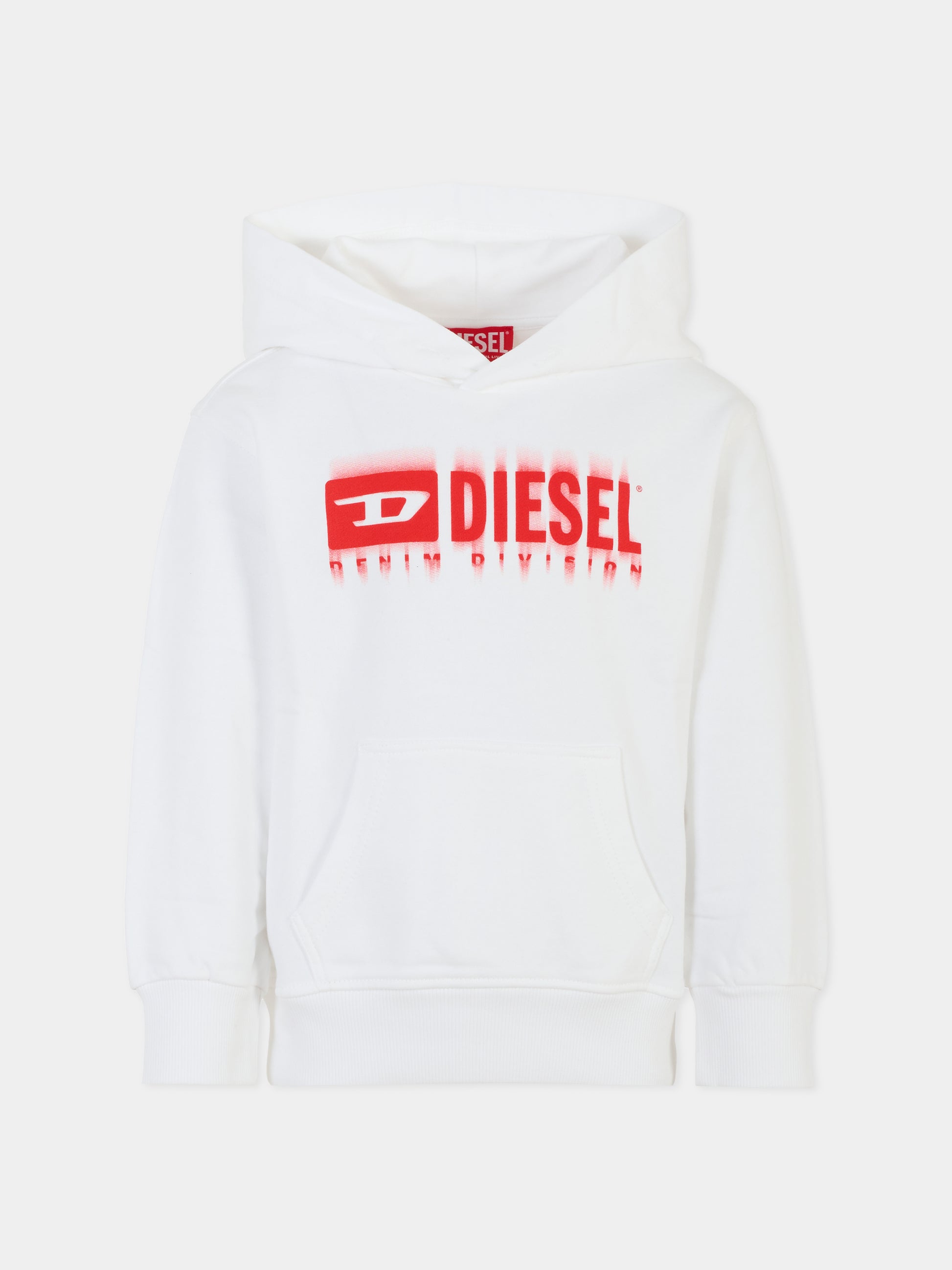 Felpa bianca per bambino con logo,Diesel,J02042 KYAVF K100