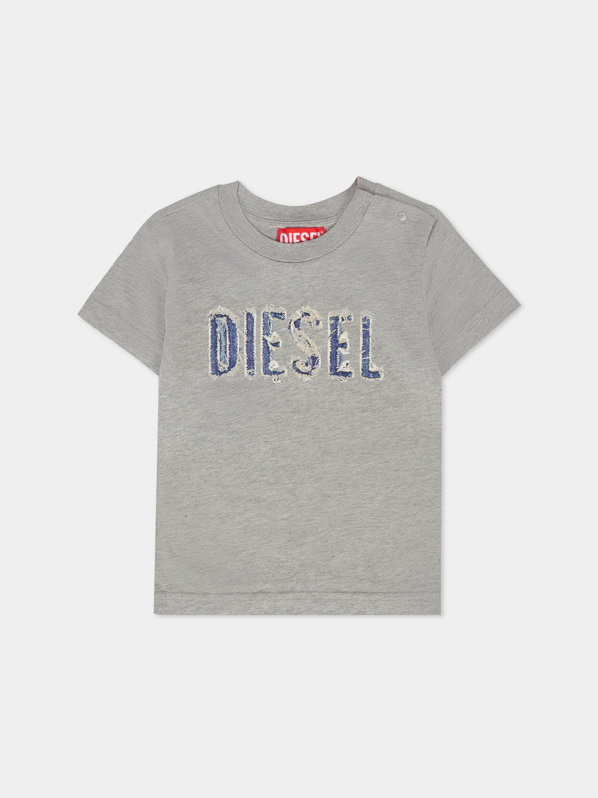 T-shirt grigia per neonato con logo,Diesel,K00615 KYAYS K963