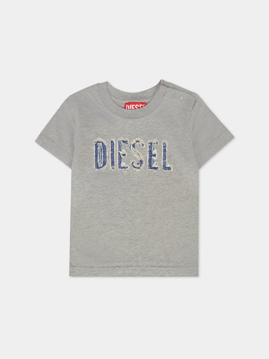 T-shirt grigia per neonato con logo,Diesel,K00615 KYAYS K963
