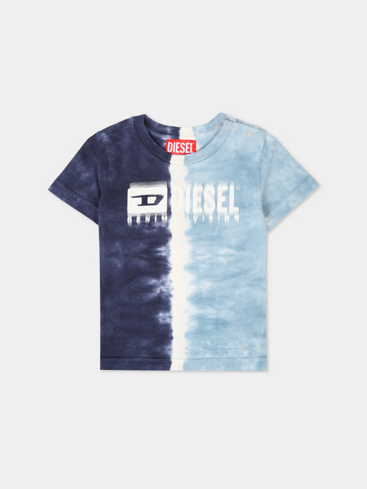 T-shirt multicolor per neonato con logo bianco,Diesel,K00617 KYAZE K80AA