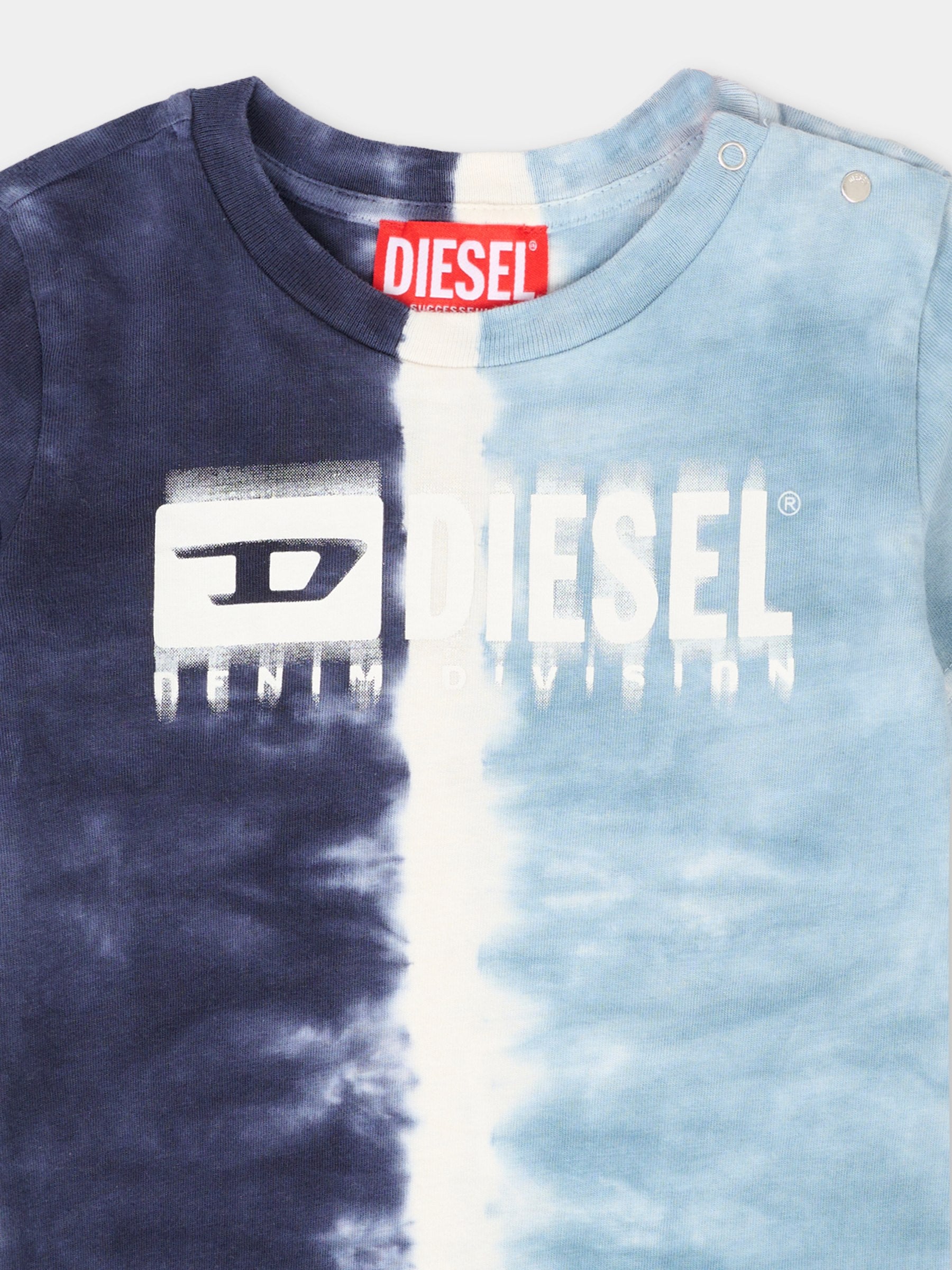T-shirt multicolor per neonato con logo bianco,Diesel,K00617 KYAZE K80AA