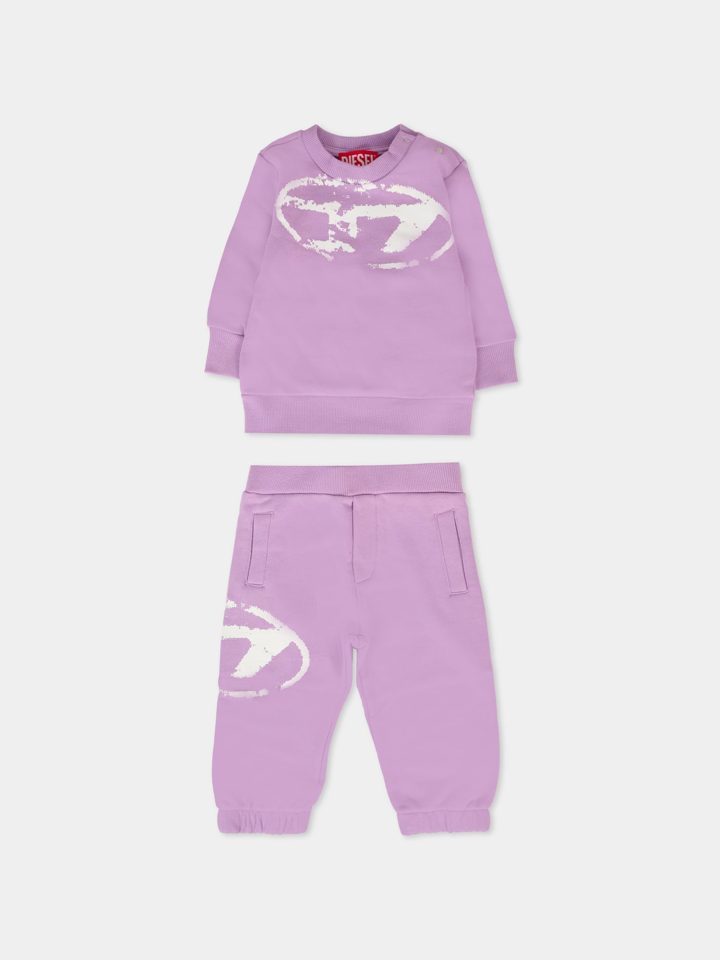 Completo lilla per neonata con logo,Diesel,K00652 KYAQK K64A