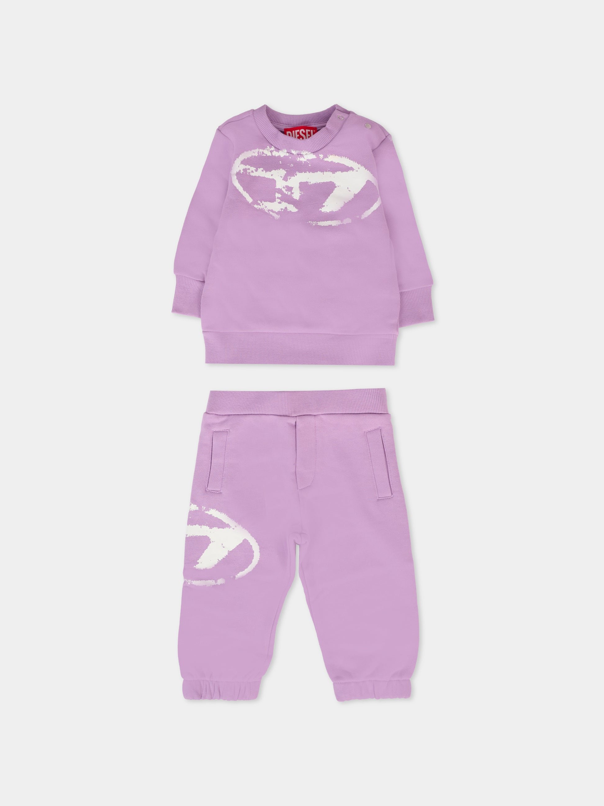 Completo lilla per neonata con logo,Diesel,K00652 KYAQK K64A