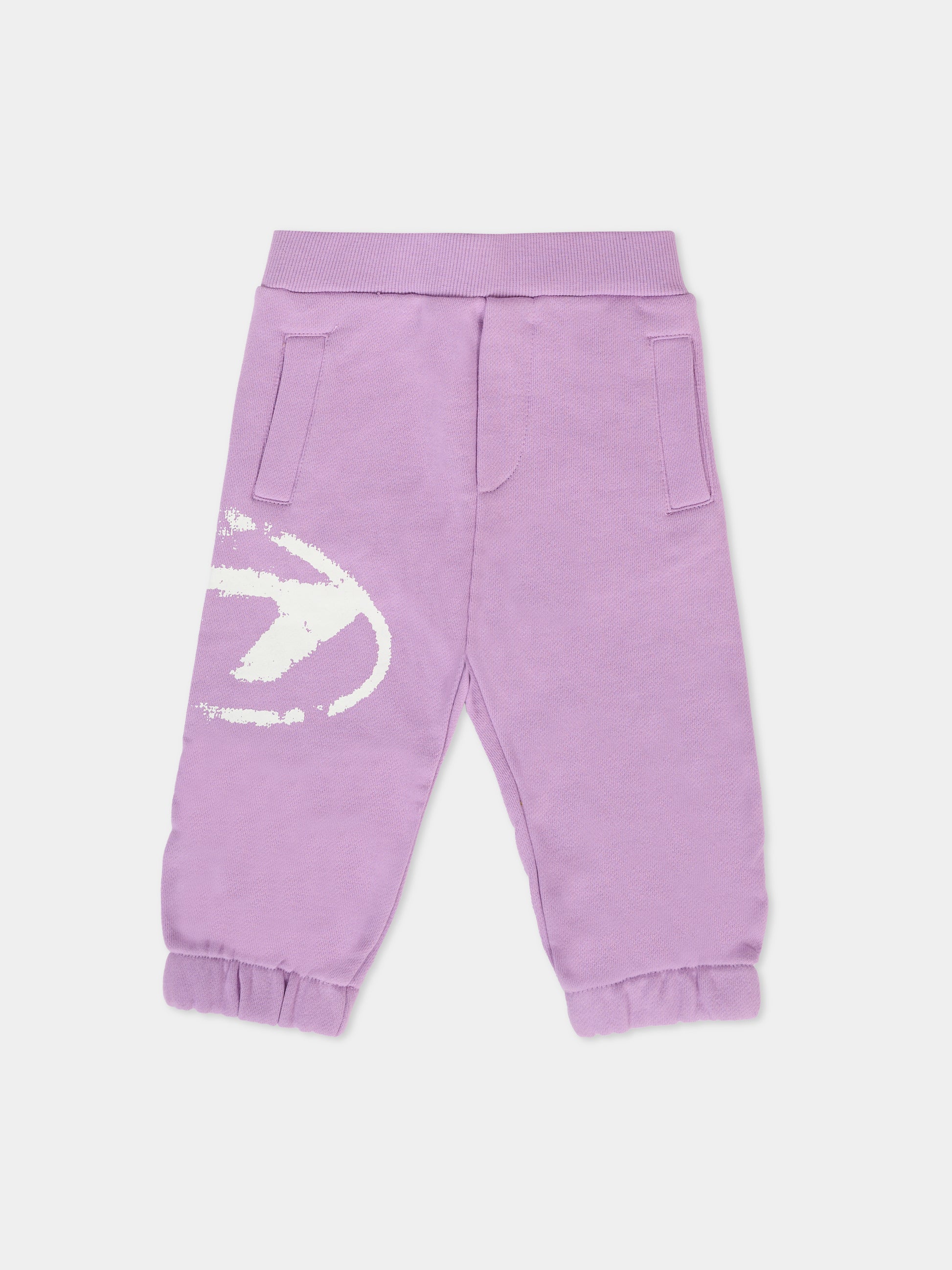 Pantaloni lilla per neonata con logo,Diesel,K00627 KYAQK K64A