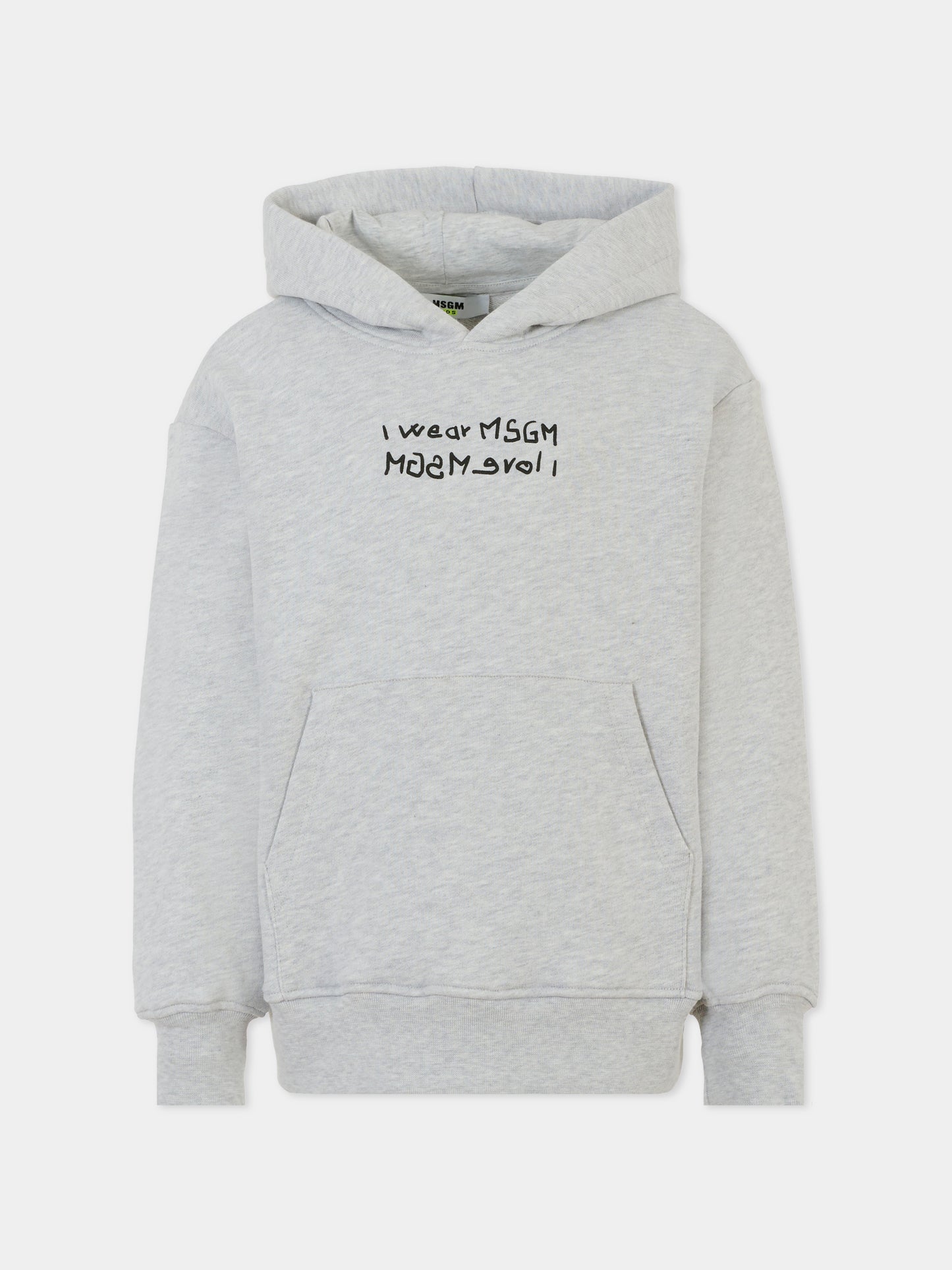 Felpa grigia per bambino con scritta,Msgm Kids,S5MSJBHS040 107