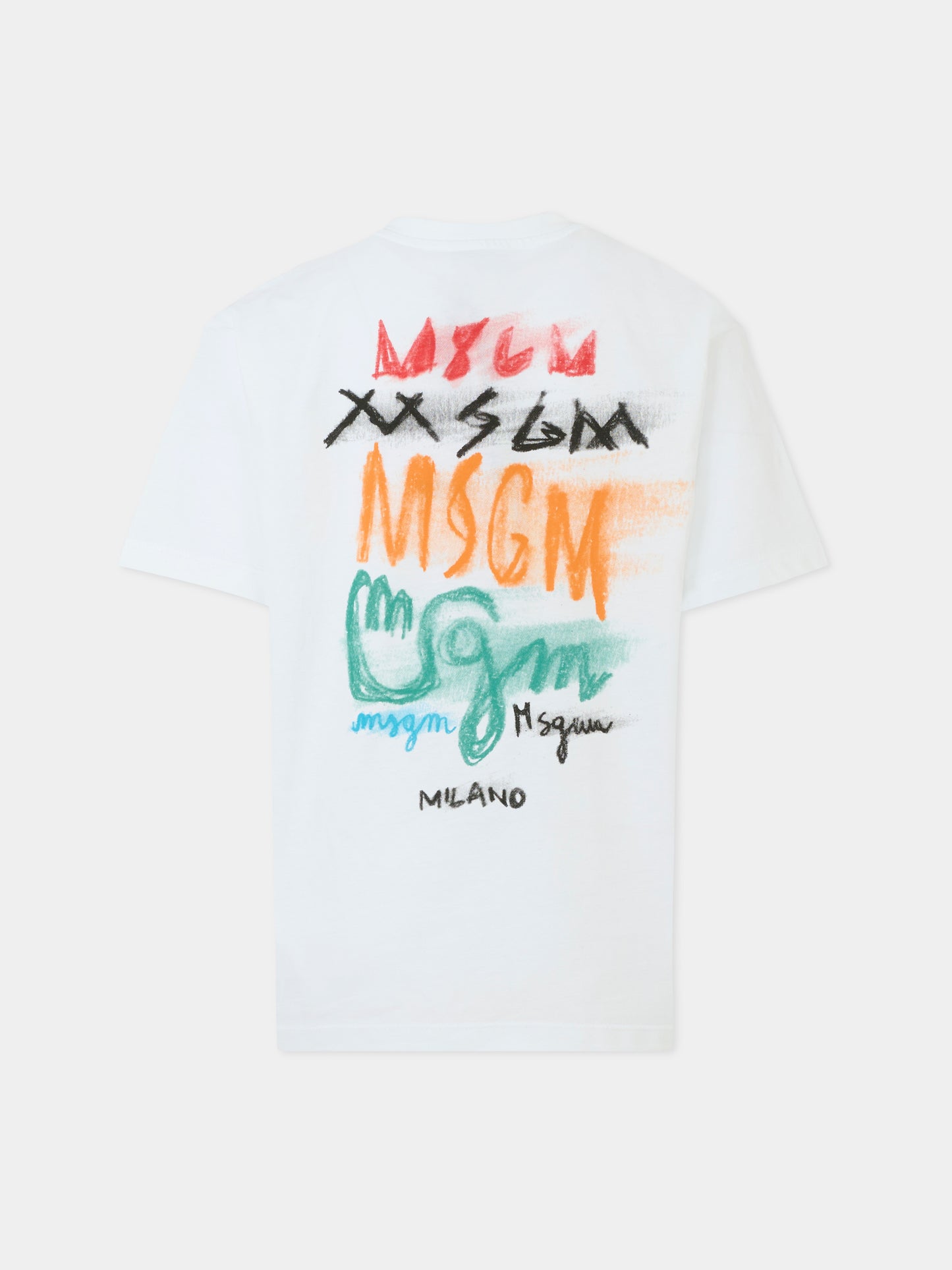 T-shirt bianca per bambino con logo,Msgm Kids,S5MSJBTH279 001