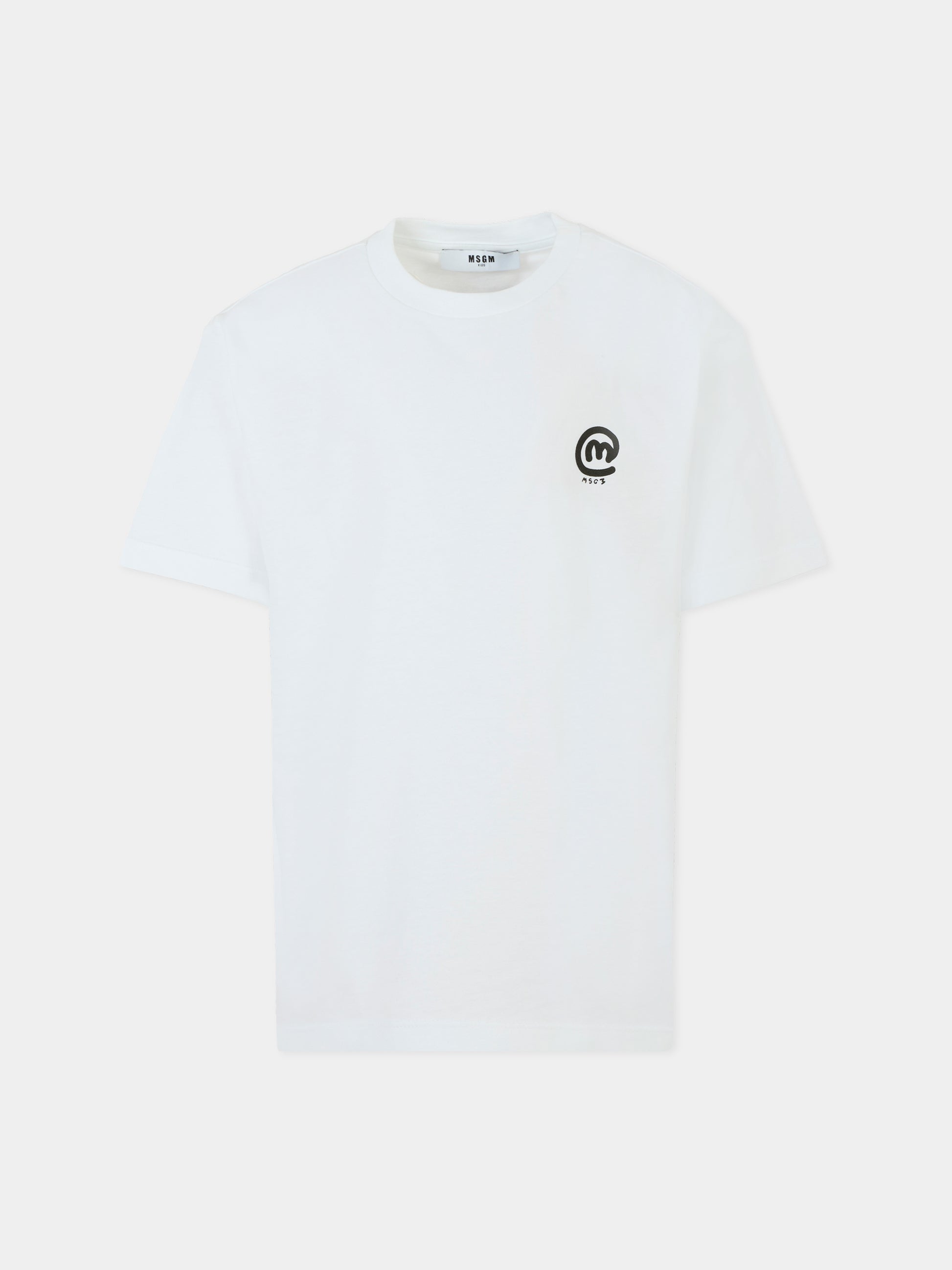 T-shirt bianca per bambino con logo,Msgm Kids,S5MSJBTH279 001