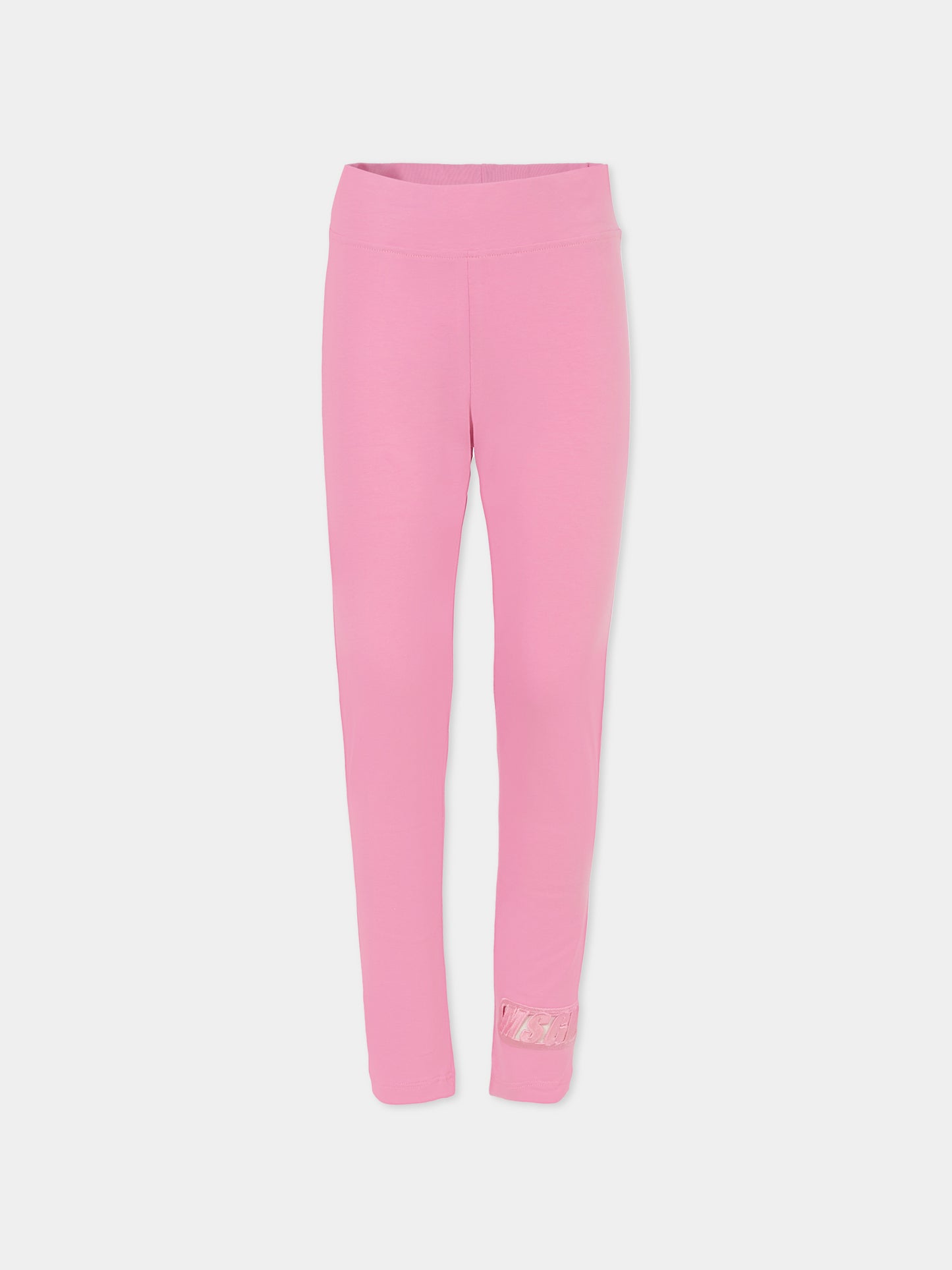 Leggings rosa per bambina con logo,Msgm Kids,S5MSJGLG079 MS003