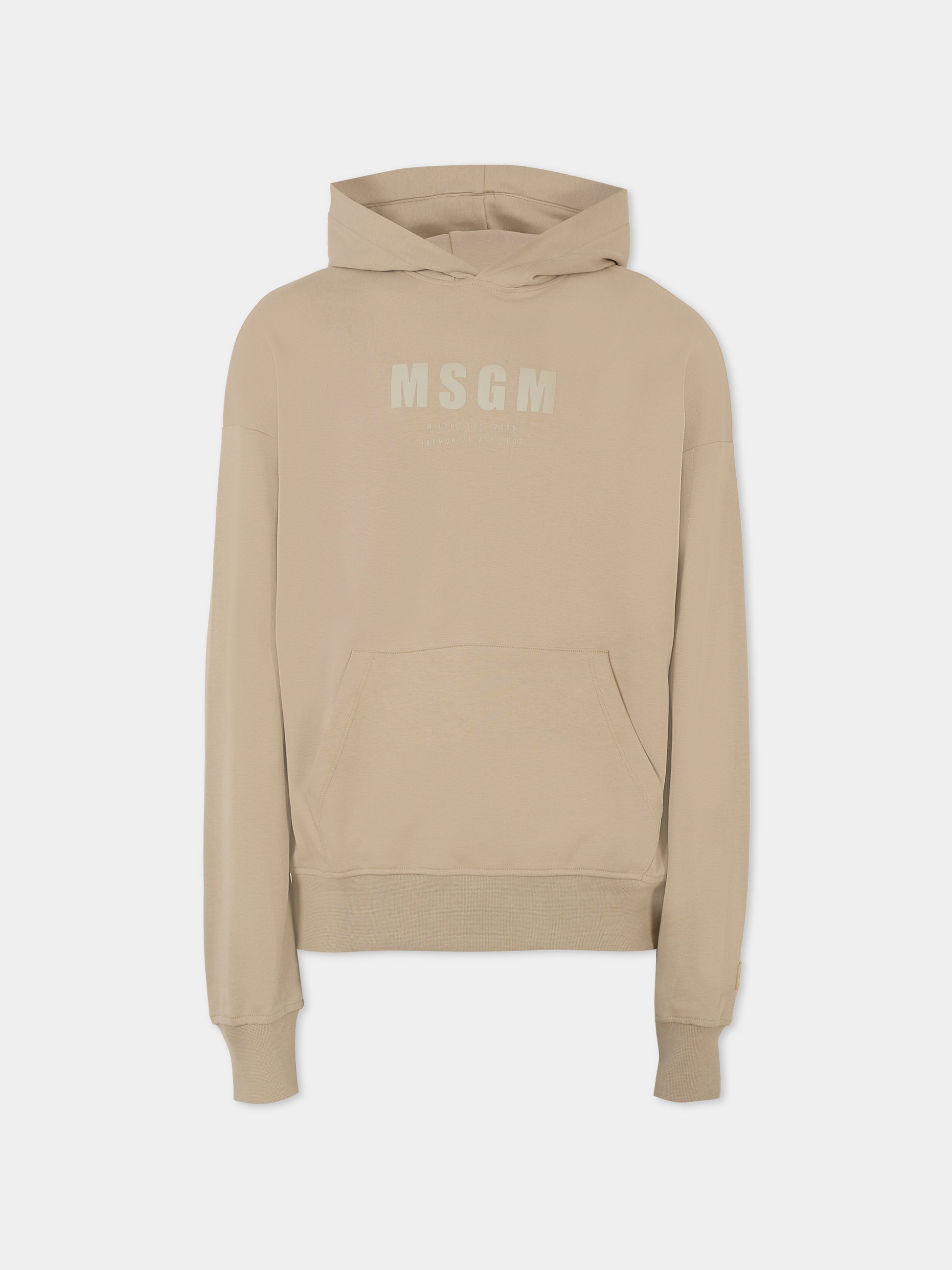 Felpa beige per bambini con logo,Msgm Kids,S5MSJUHS166 MS014