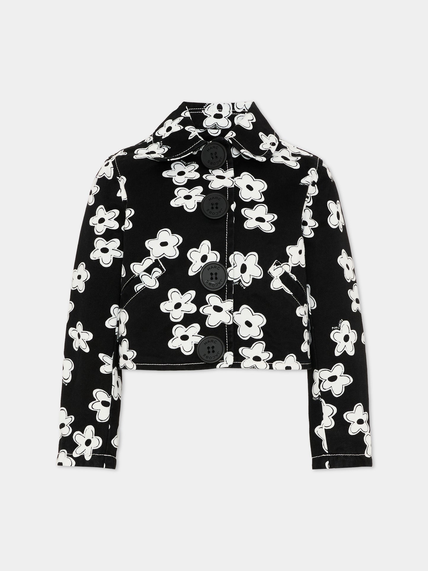 Giubbotto nero per bambina con fiori,Marc Jacobs,W60754 09B