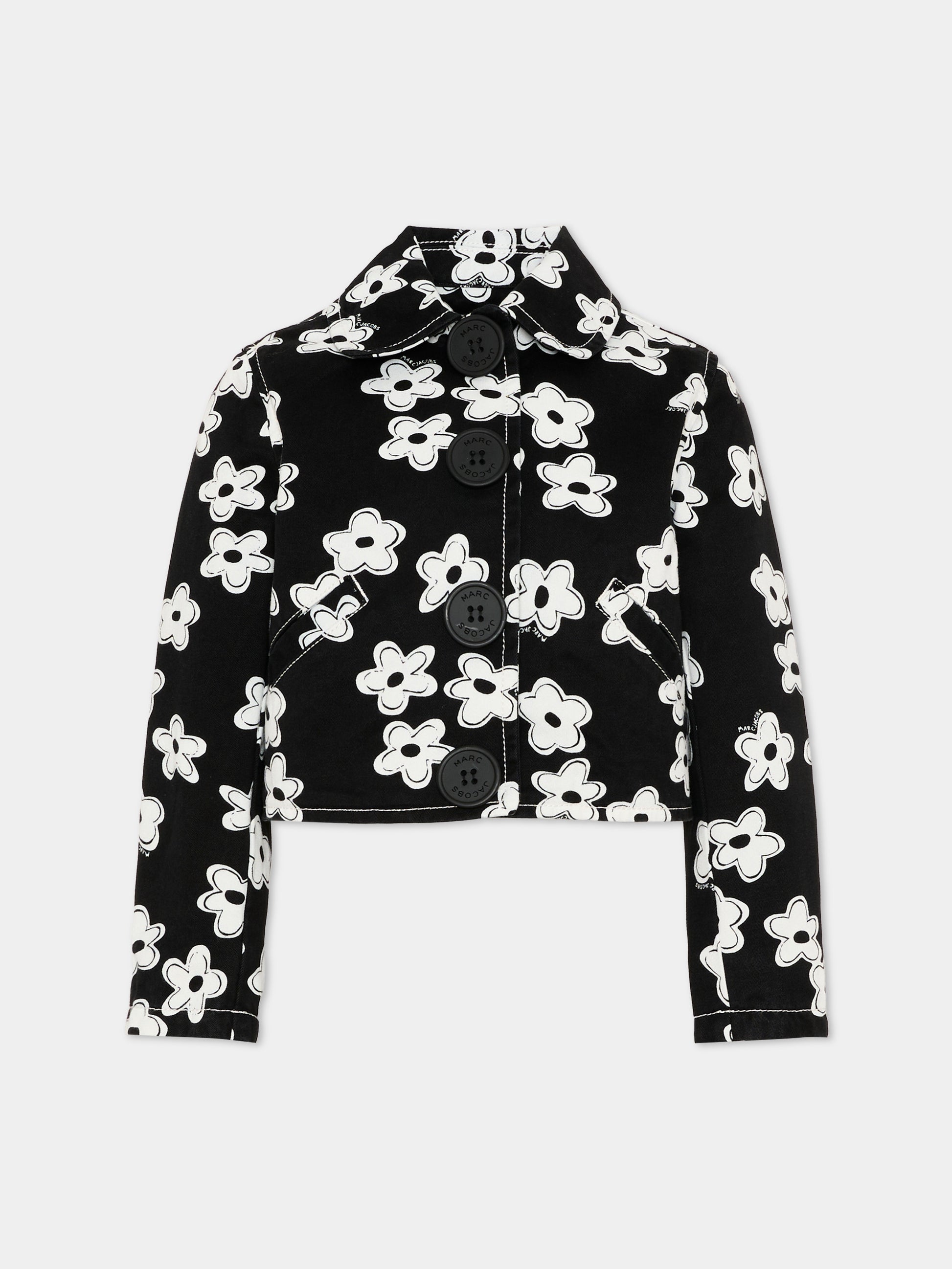 Giubbotto nero per bambina con fiori,Marc Jacobs,W60754 09B