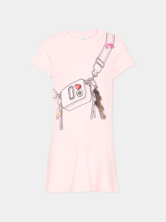 Vestito rosa per bambina con stampa borsa,Marc Jacobs,W60711 475