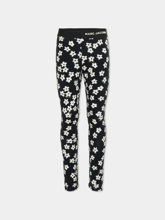 Leggings neri per bambina con margherite,Marc Jacobs,W60730 09B