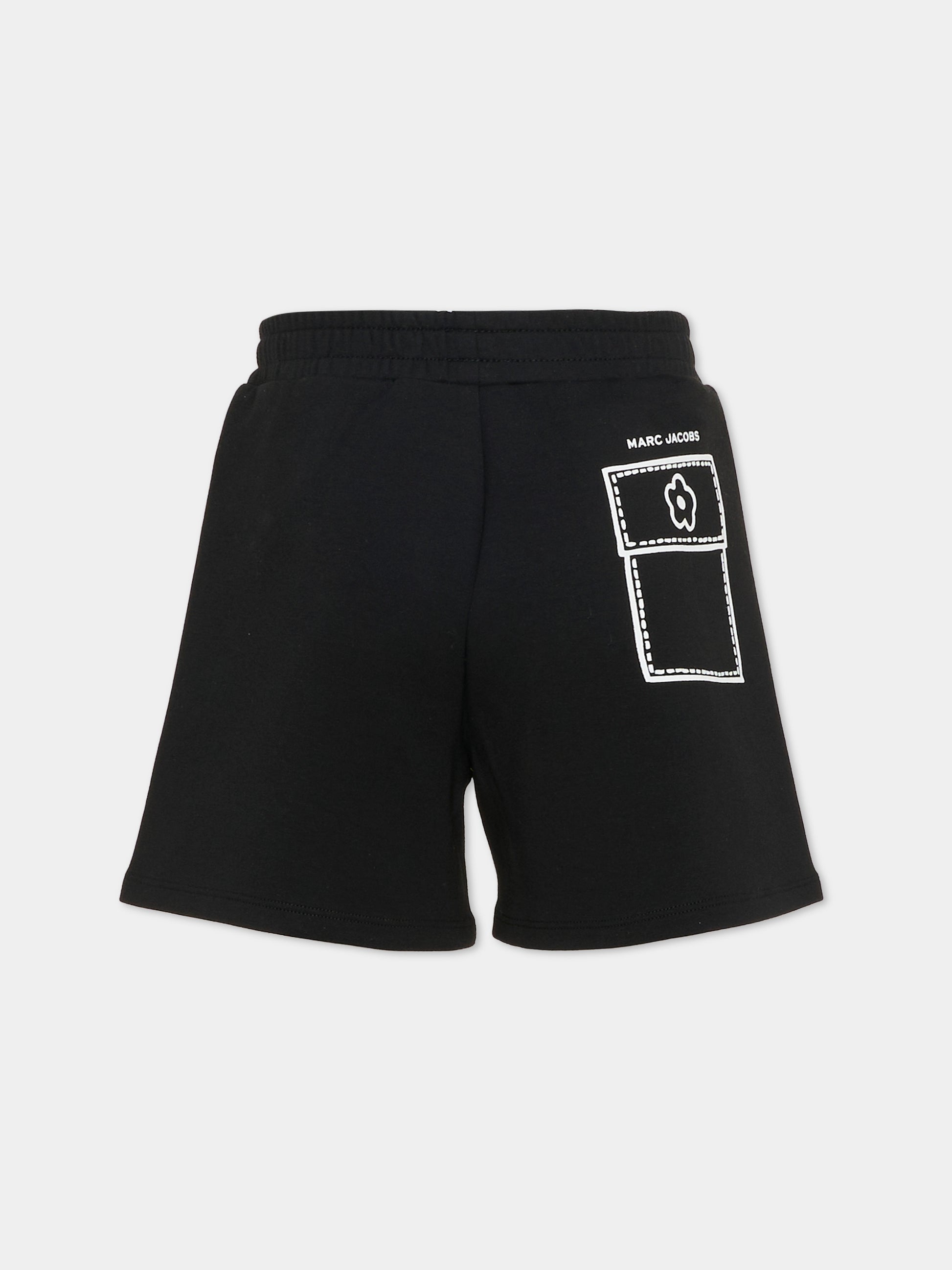 Shorts neri per bambina con margherita,Marc Jacobs,W60736 09B