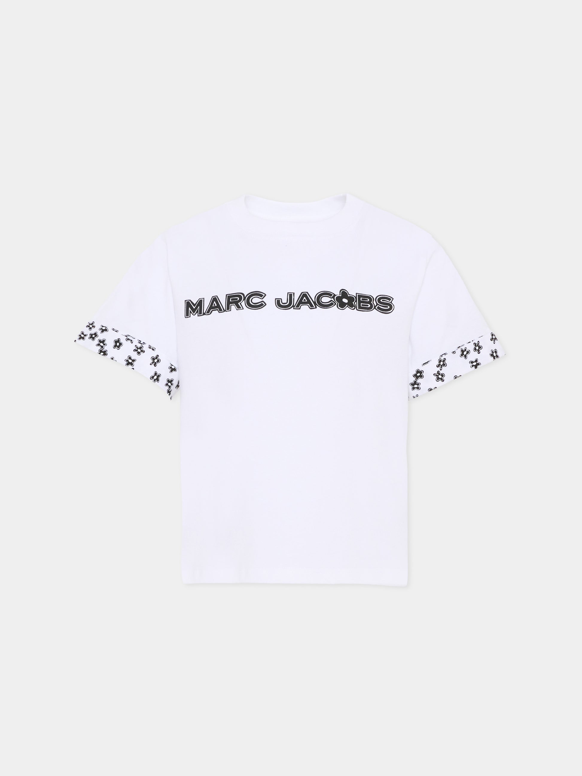 T-shirt bianca per bambina con logo e margherite,Marc Jacobs,W60741 10P