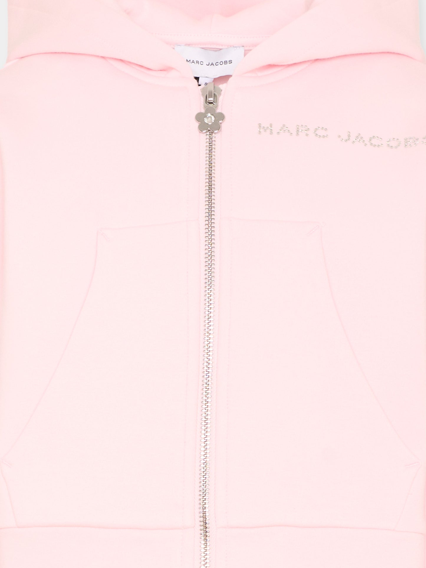 Felpa rosa per bambina con logo strass,Marc Jacobs,W60752 475