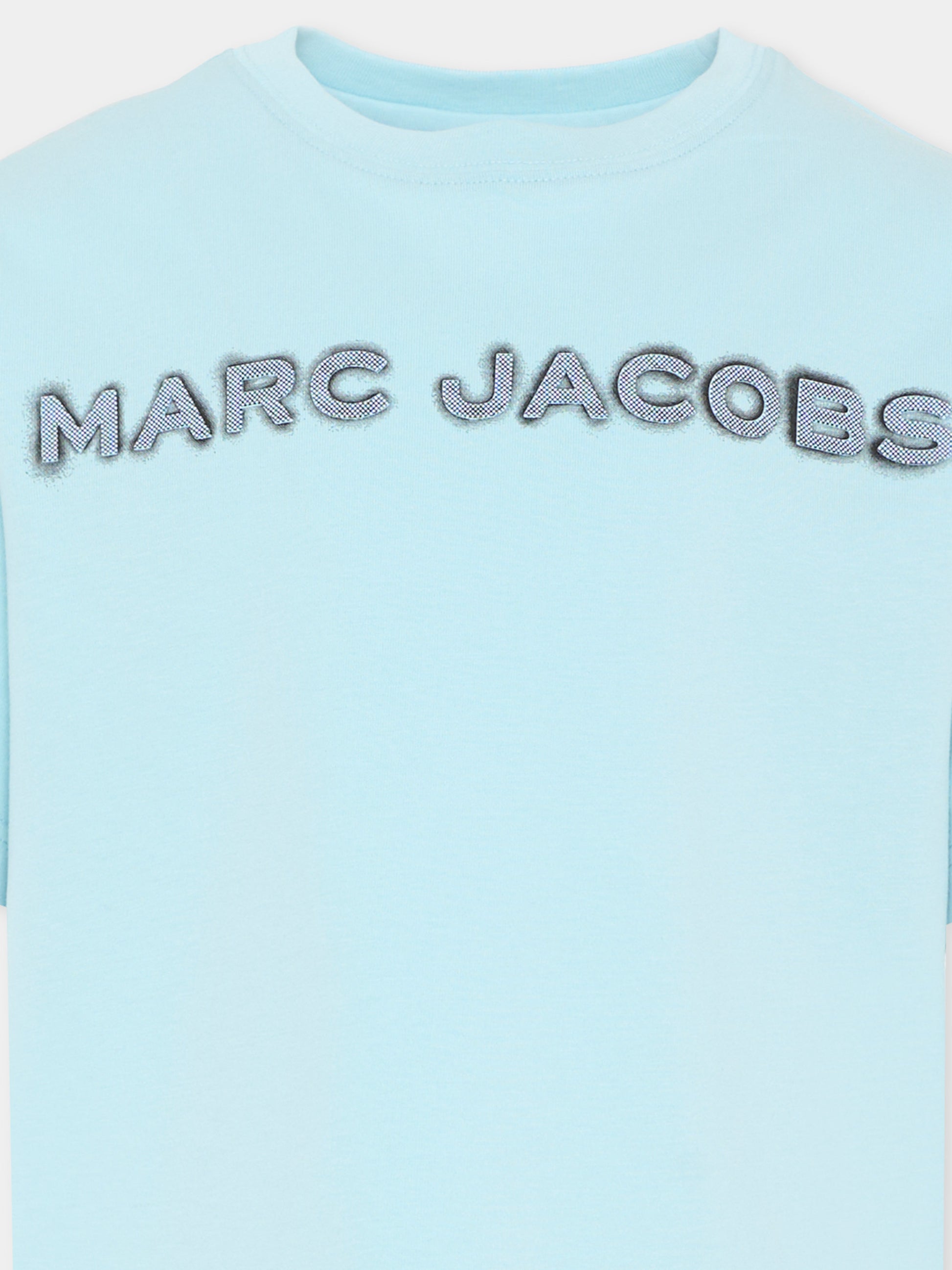 T-Shirt celeste per bambino con logo,Marc Jacobs,W60755 77B