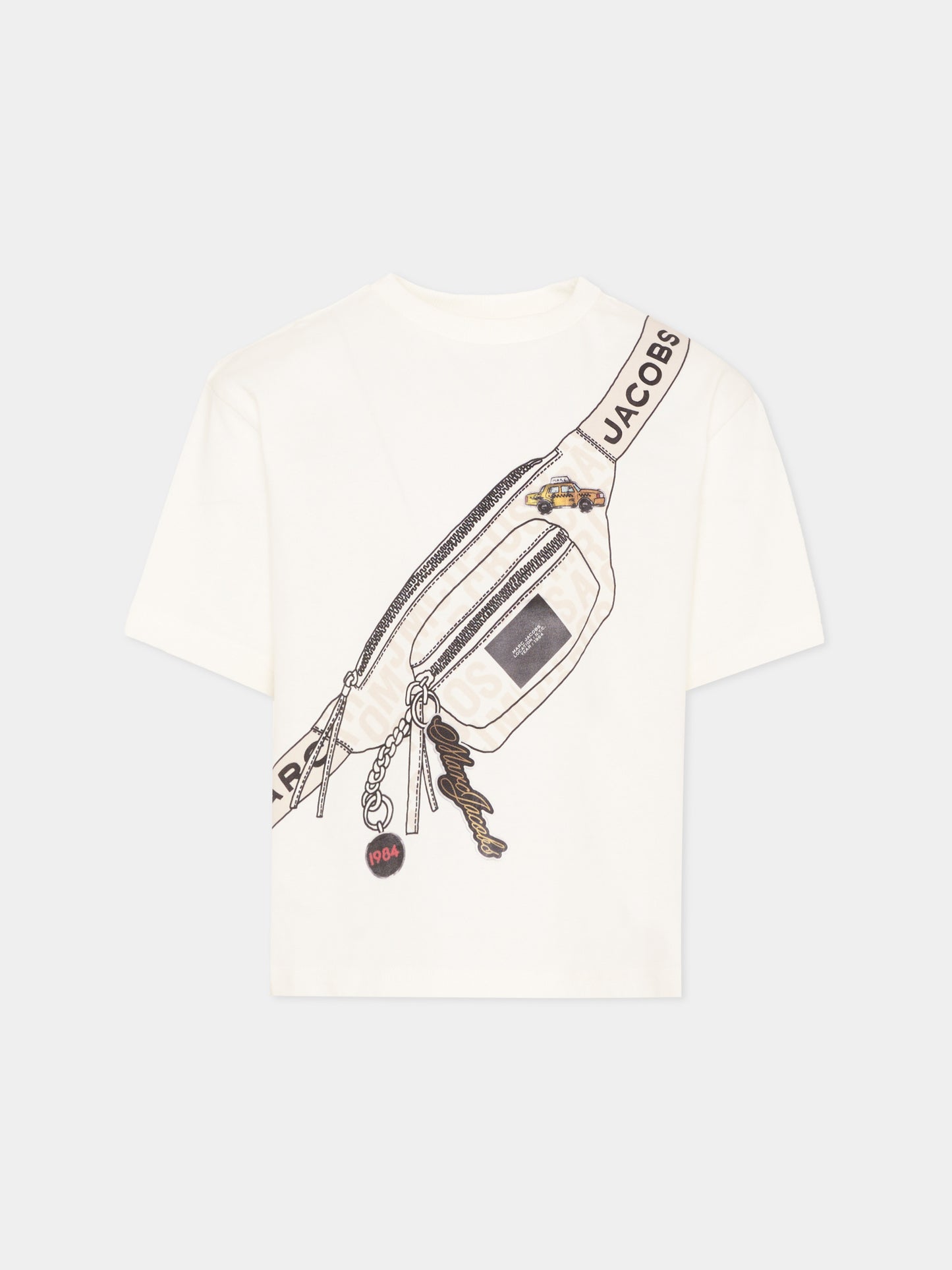T-Shirt bianca grafica per bambino con stampa marsupio,Marc Jacobs,W60763 126