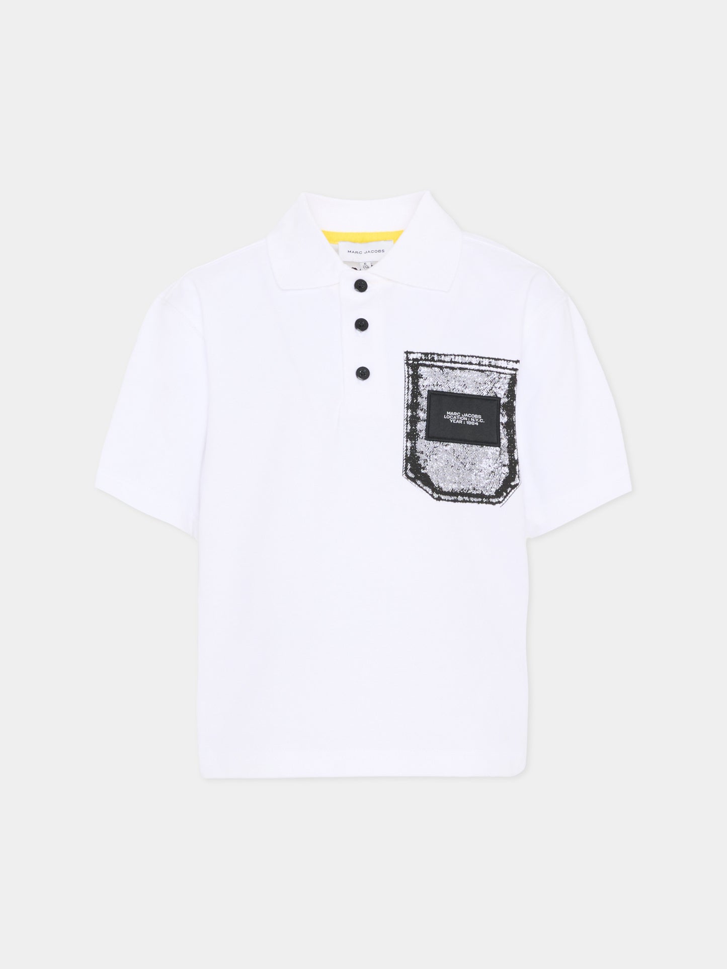 Polo bianca per bambino con stampa tasca,Marc Jacobs,W60768 10P