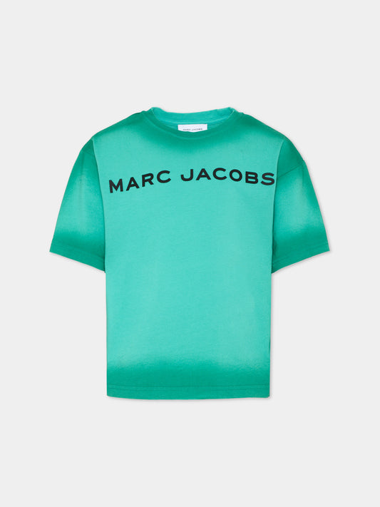 T-Shirt verde per bambini con logo,Marc Jacobs,W60769 73D
