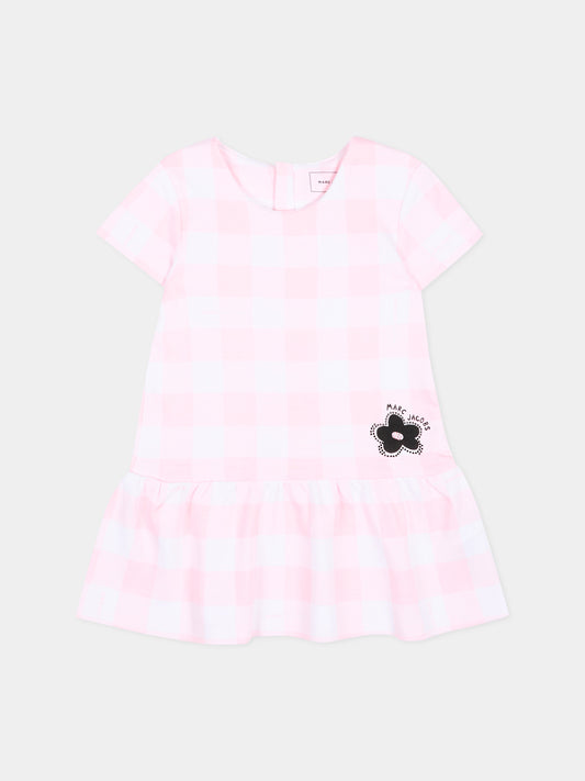 Vestito rosa vichy per neonata con logo,Marc Jacobs,W60810 475