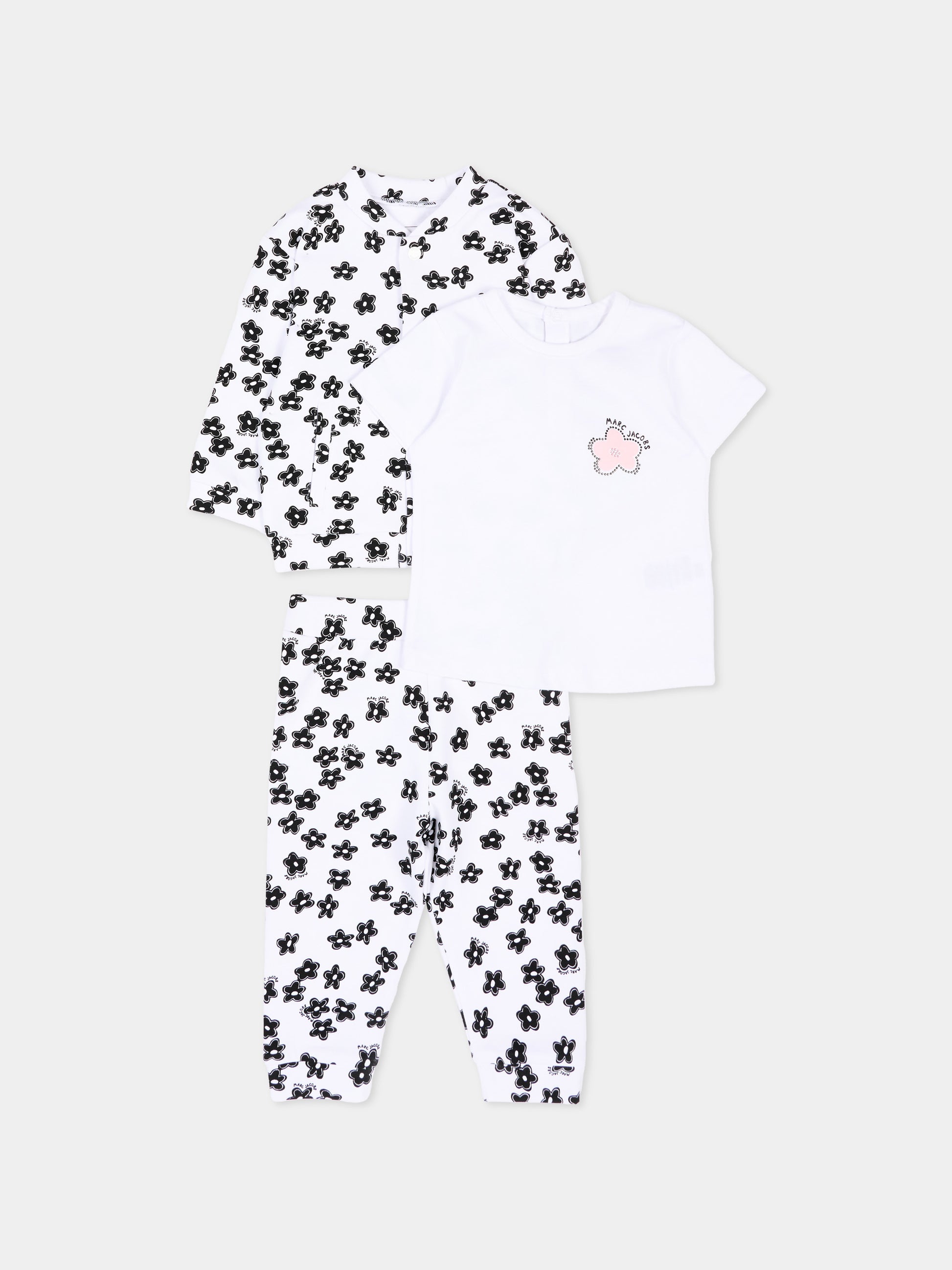 Completo sportivo bianco per neonata con fiori,Marc Jacobs,W60811 10P
