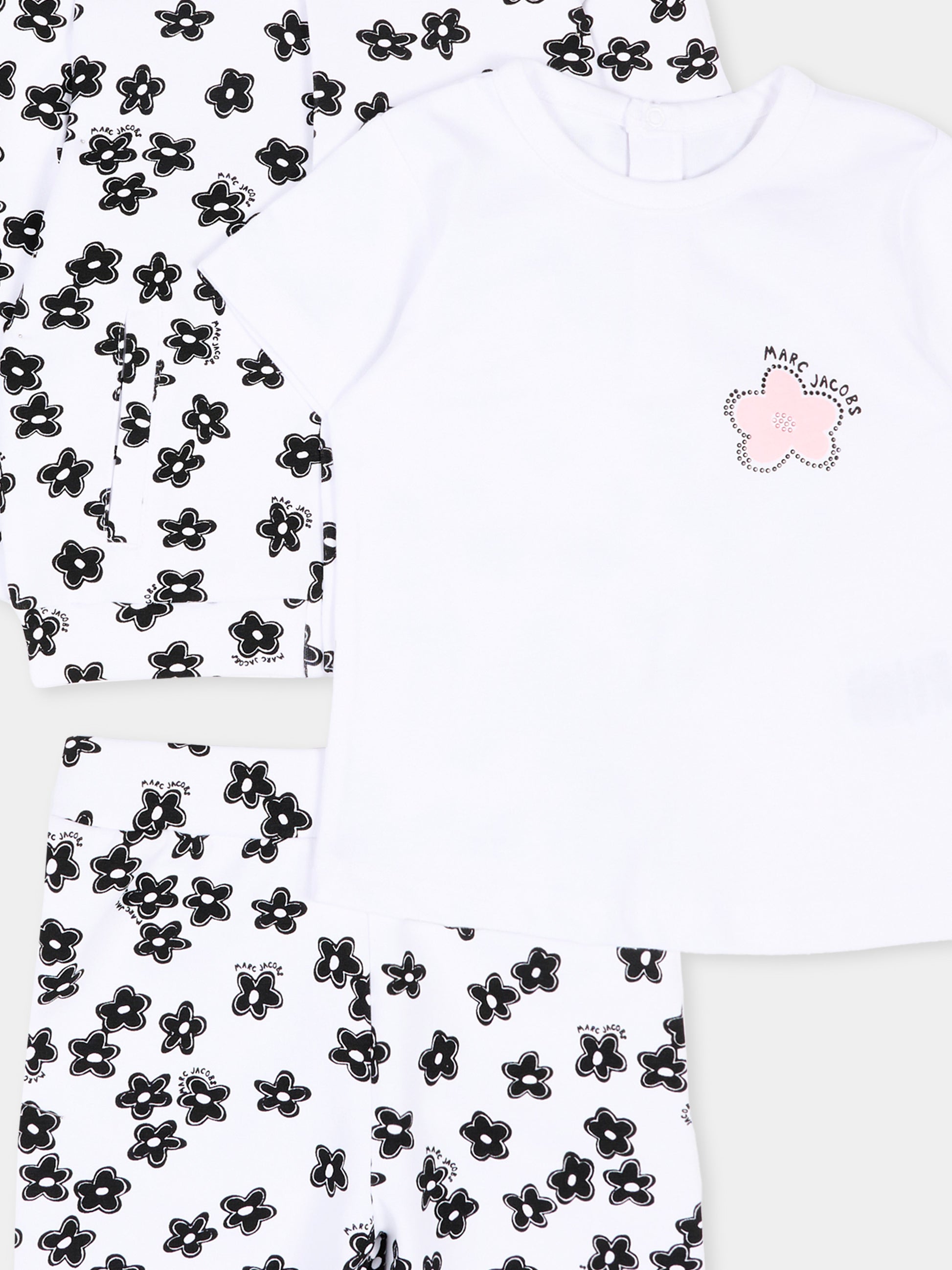 Completo sportivo bianco per neonata con fiori,Marc Jacobs,W60811 10P