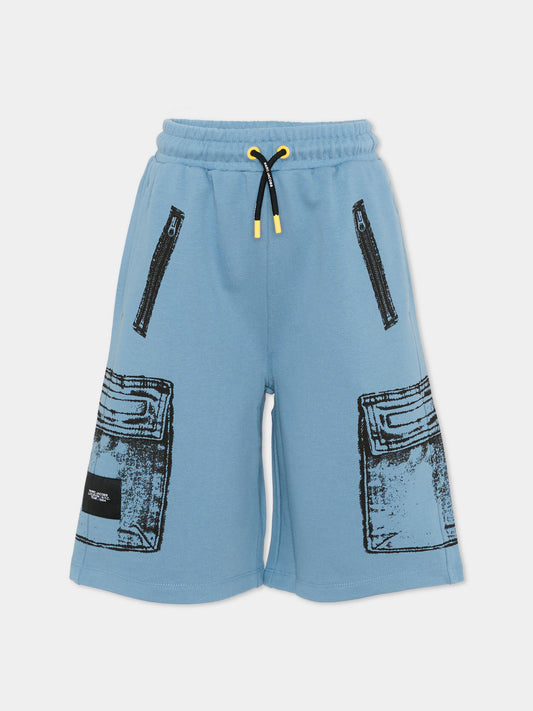 Shorts sportivi celeste per bambino con stampe,Marc Jacobs,W60828 80B