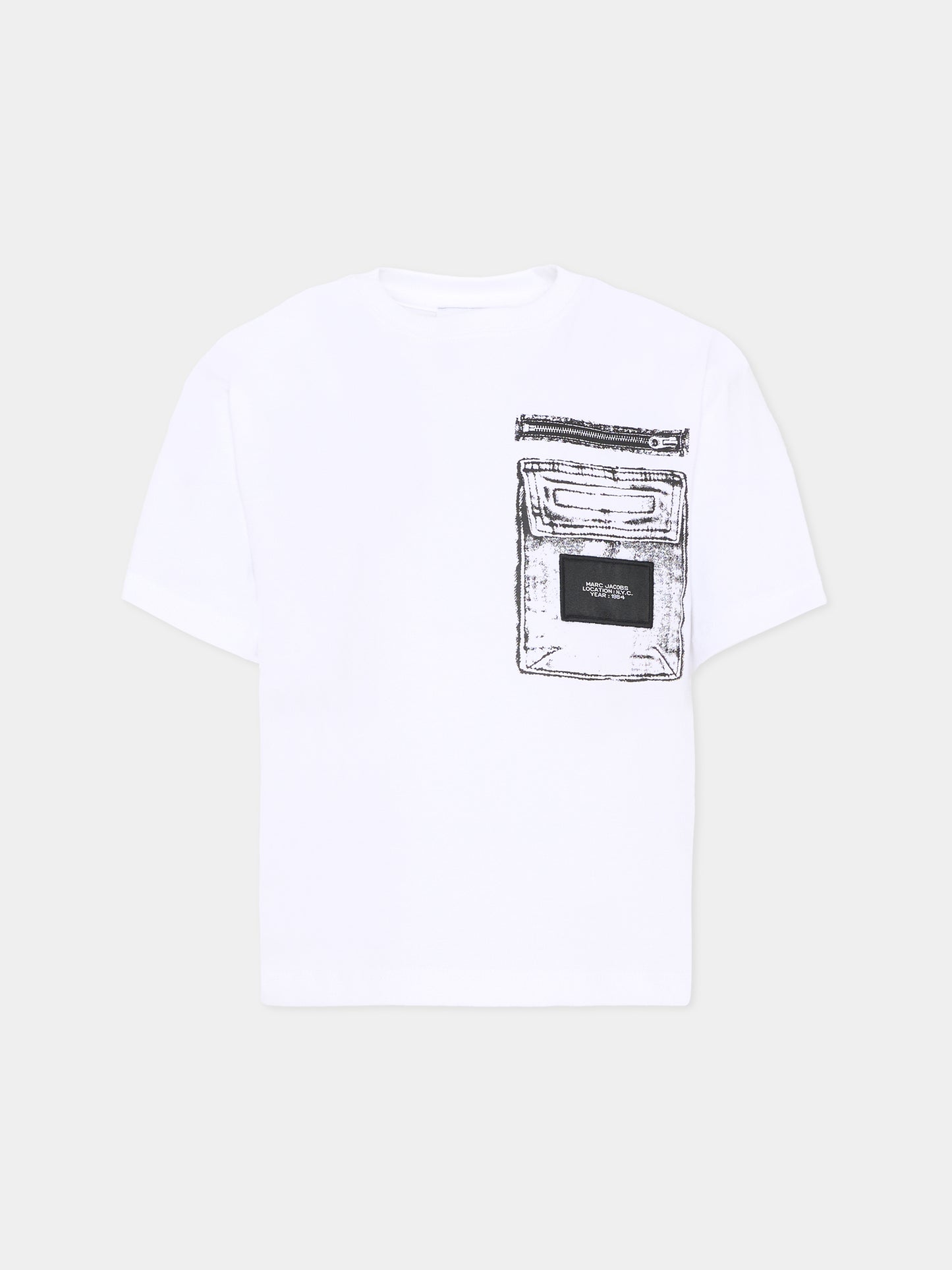 T-shirt bianca per bambino con stampa tasca,Marc Jacobs,W60846 10P